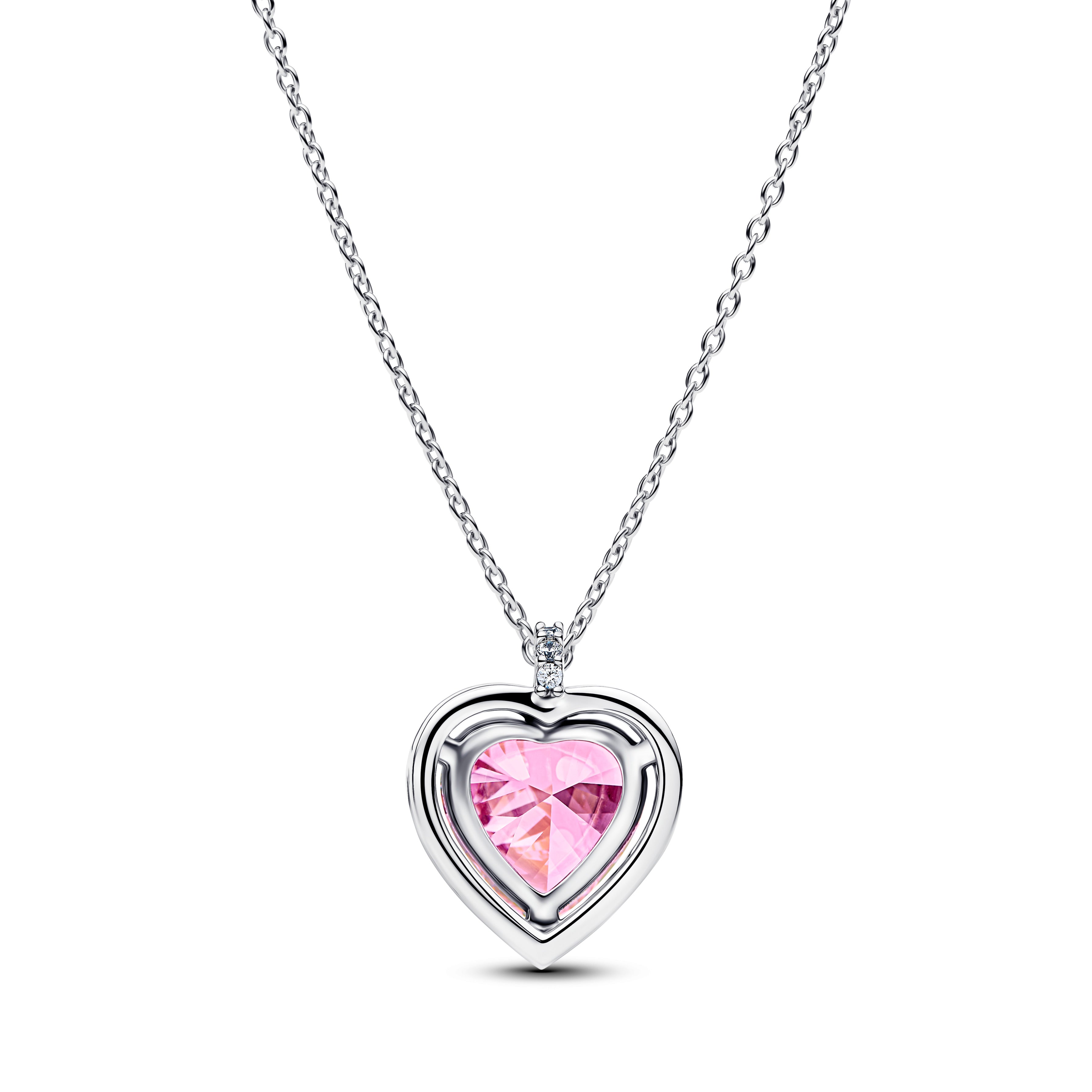 PANDORA Pink Halo Heart Collier Necklace Cubic Zirconia Necklaces Pendant Necklace Jewelry Gift