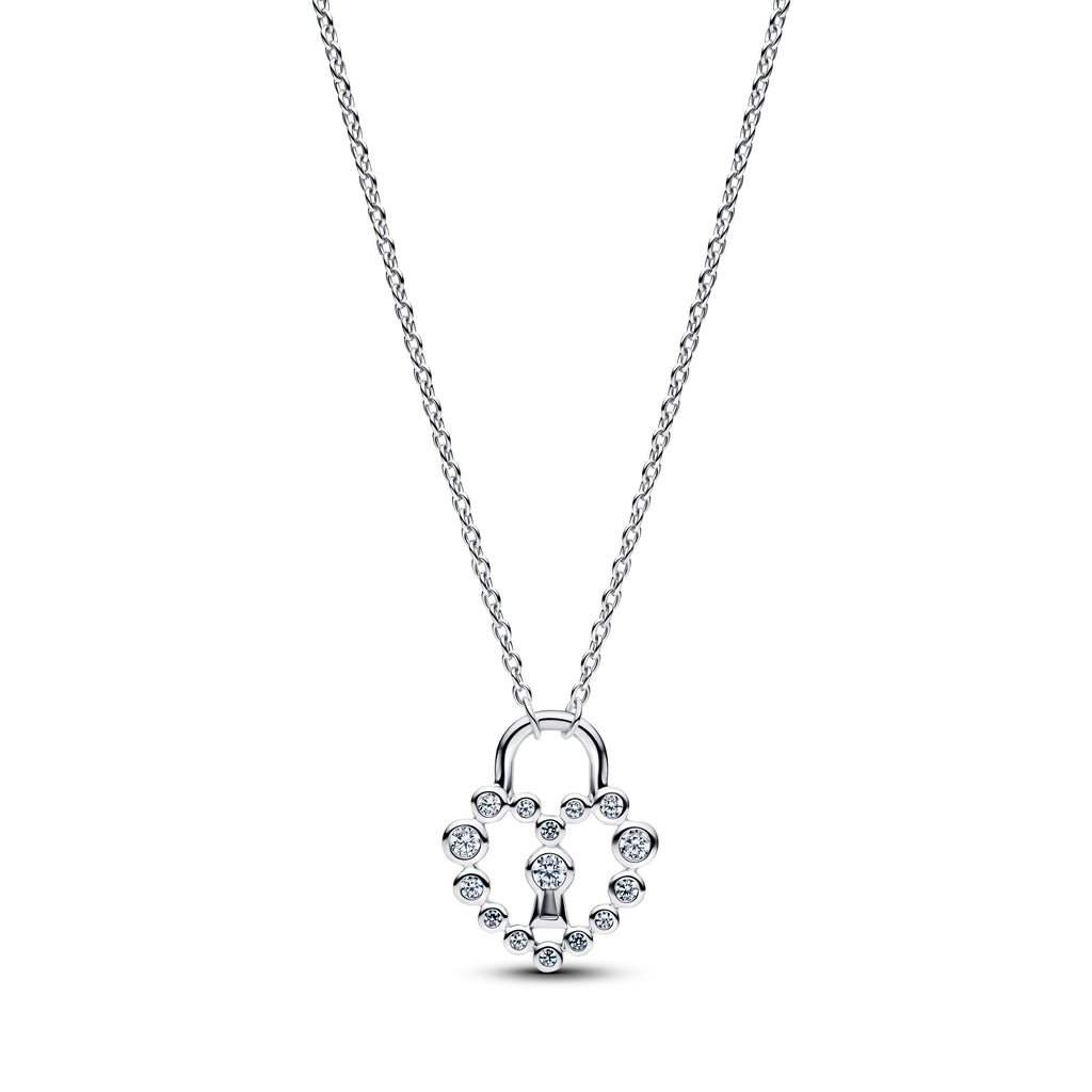 PANDORA Sparkling Heart Padlock Pendant Necklace Cubic Zirconia Necklaces Jewelry Gift