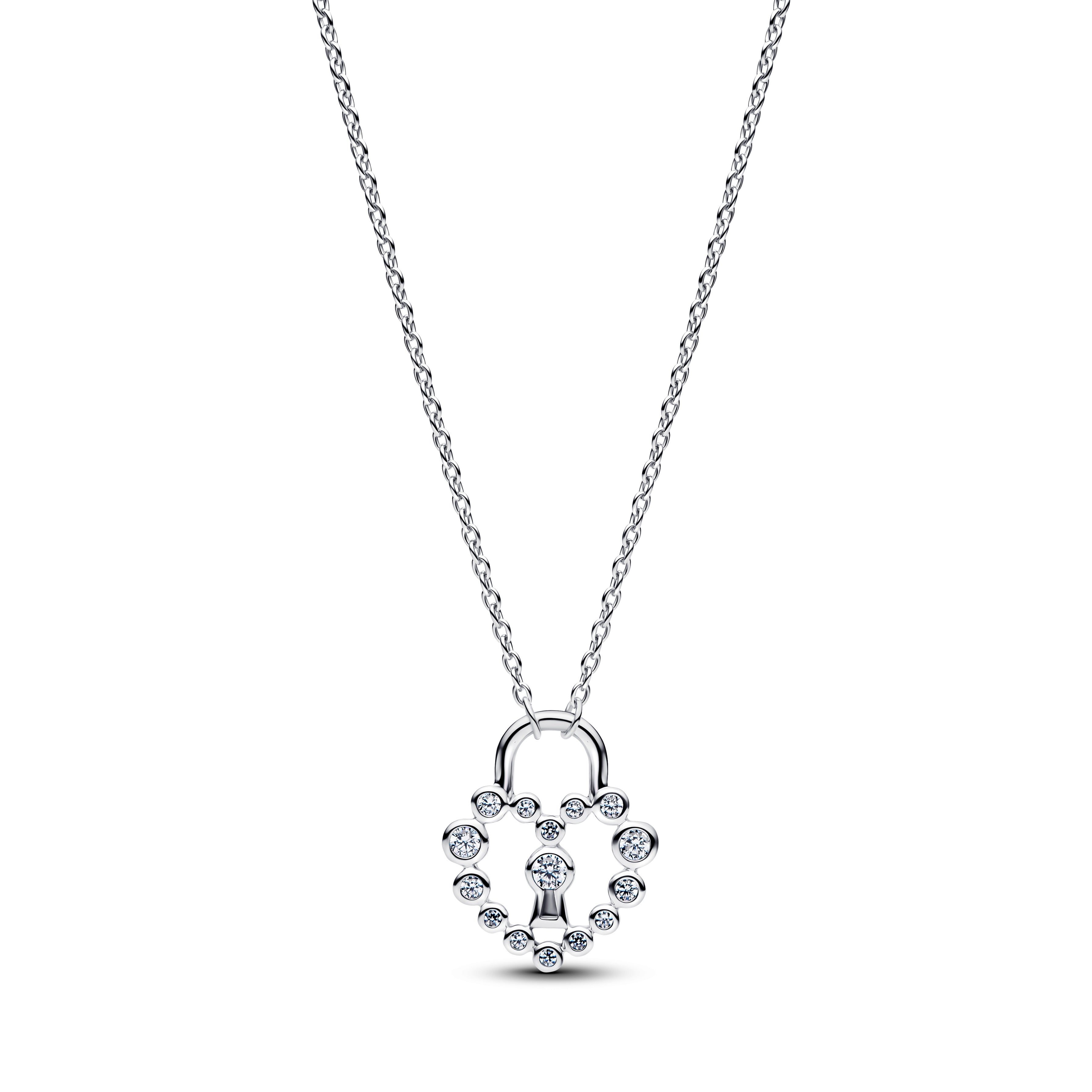 PANDORA Sparkling Heart Padlock Pendant Necklace Cubic Zirconia Necklaces Jewelry Gift