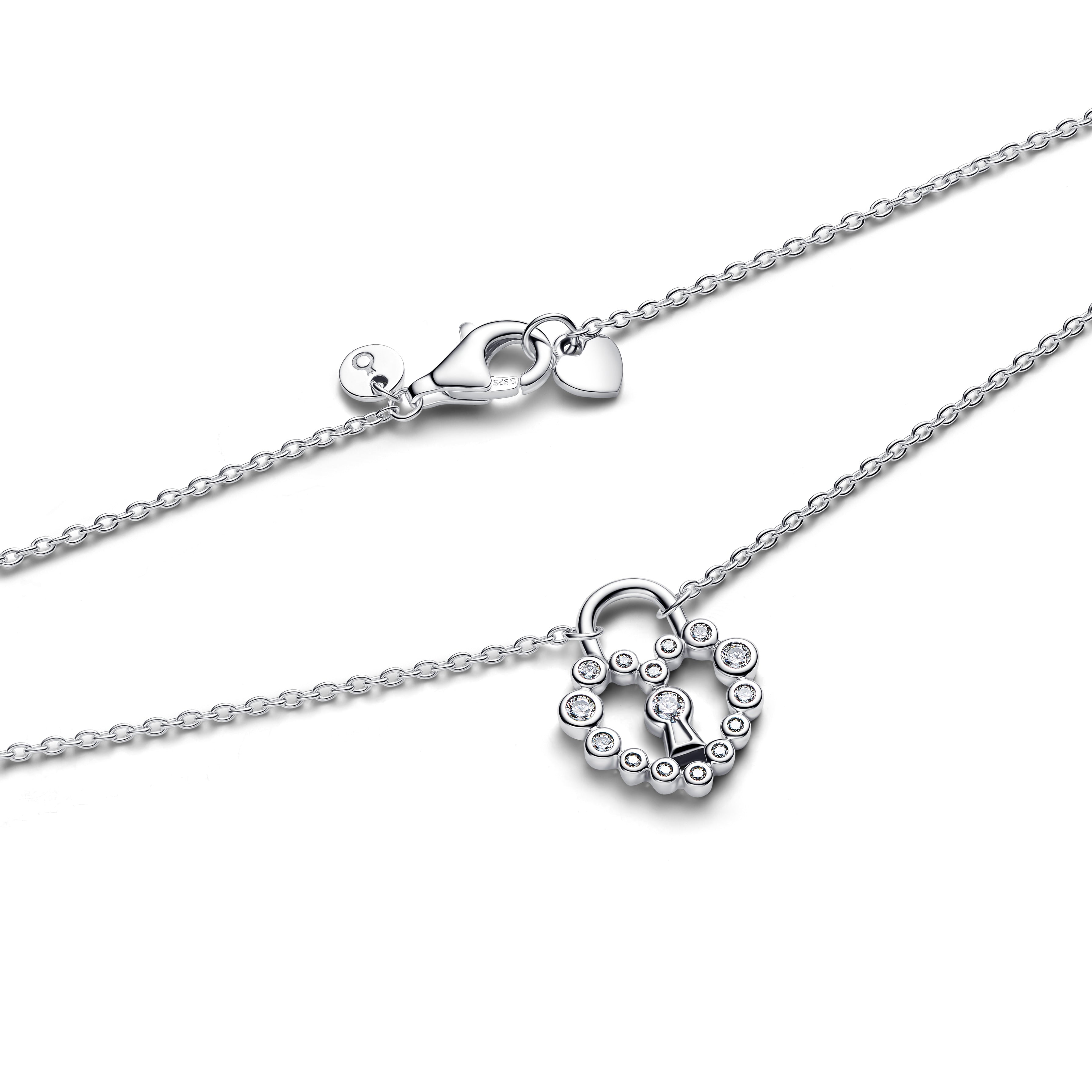PANDORA Sparkling Heart Padlock Pendant Necklace Cubic Zirconia Necklaces Jewelry Gift