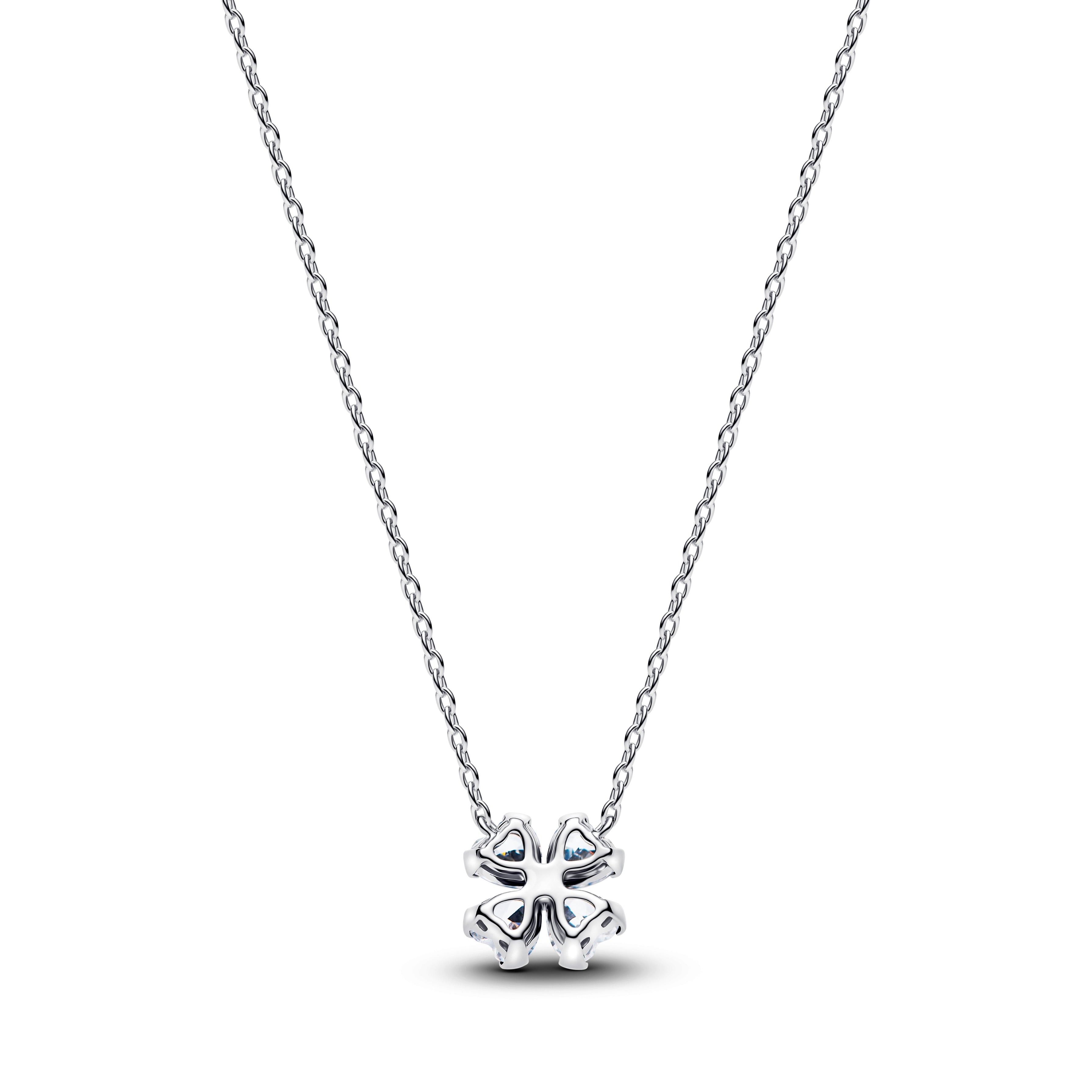 PANDORA Sparkling Lucky Clover Pendant Necklace Cubic Zirconia Four Leaf Clover Necklaces Jewelry Gift
