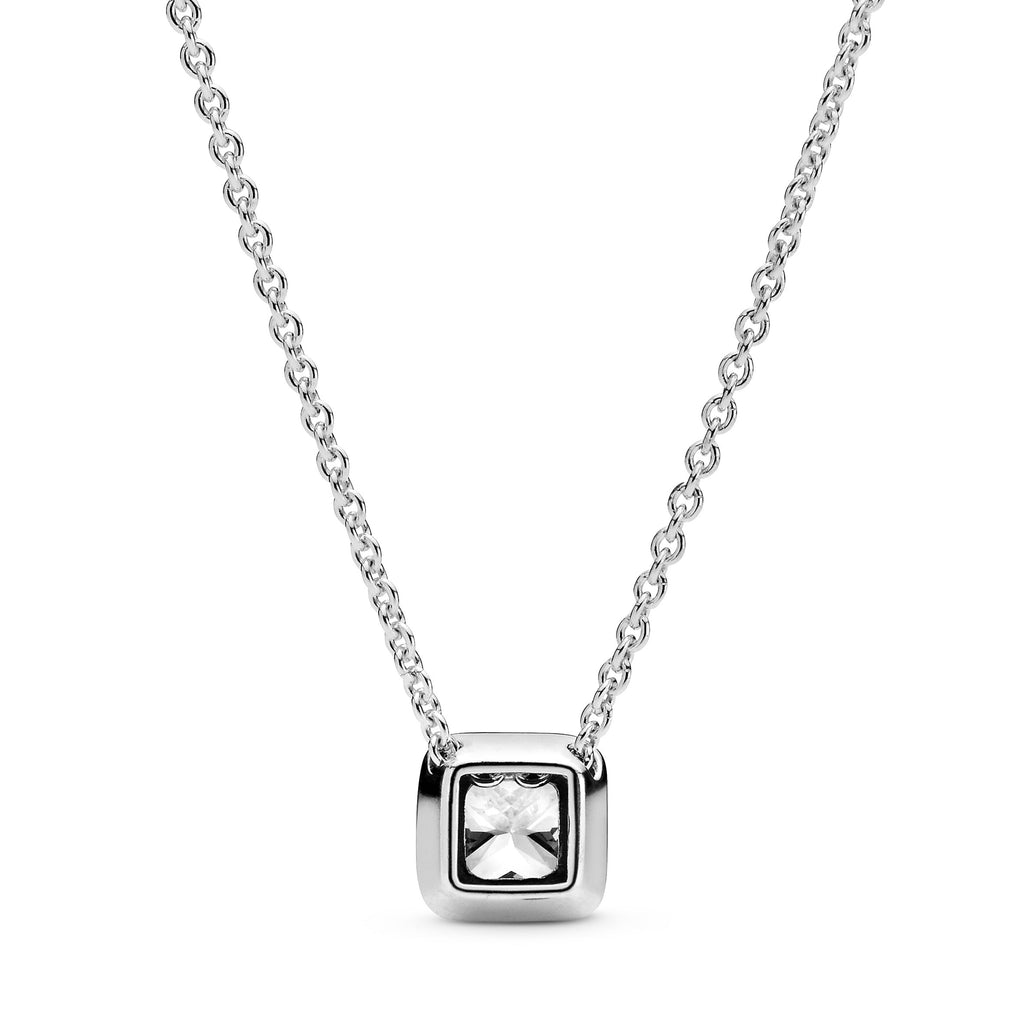 PANDORA Square Sparkle Halo Necklace Cubic Zirconia Silver Necklaces Pendant Necklace Jewelry Gift