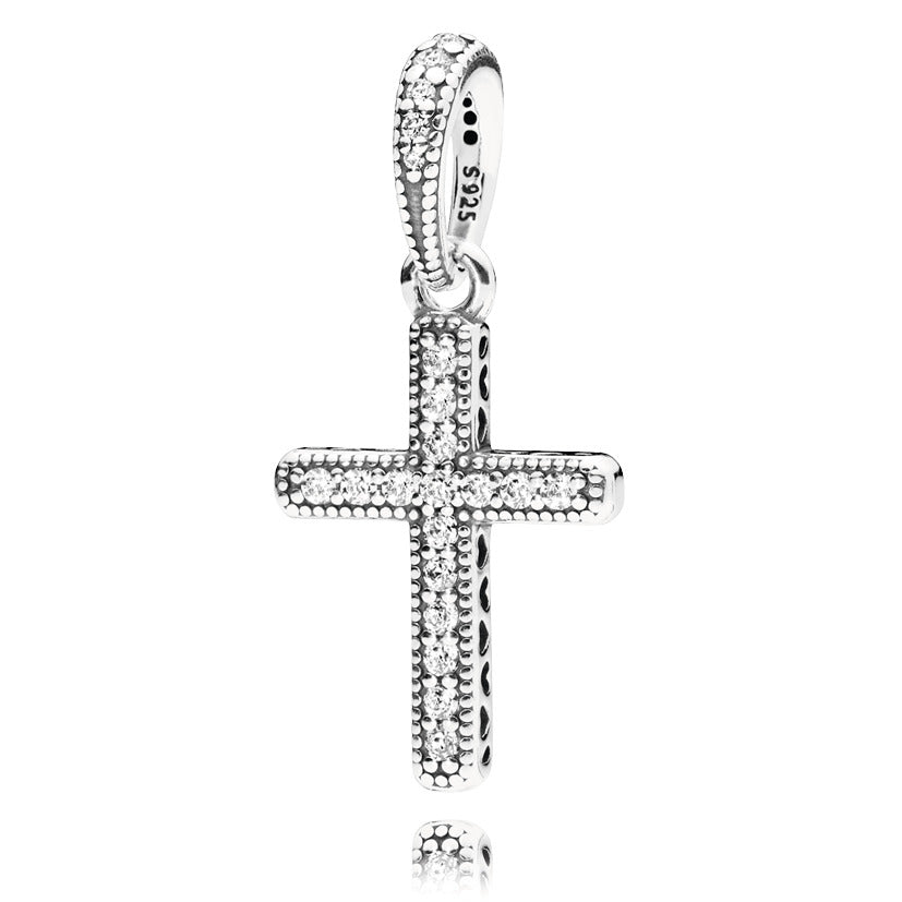 PANDORA Sparkling Cross Pendant Cubic Zirconia Silver Necklaces And Pendants Pendant Necklace Jewelry Gift