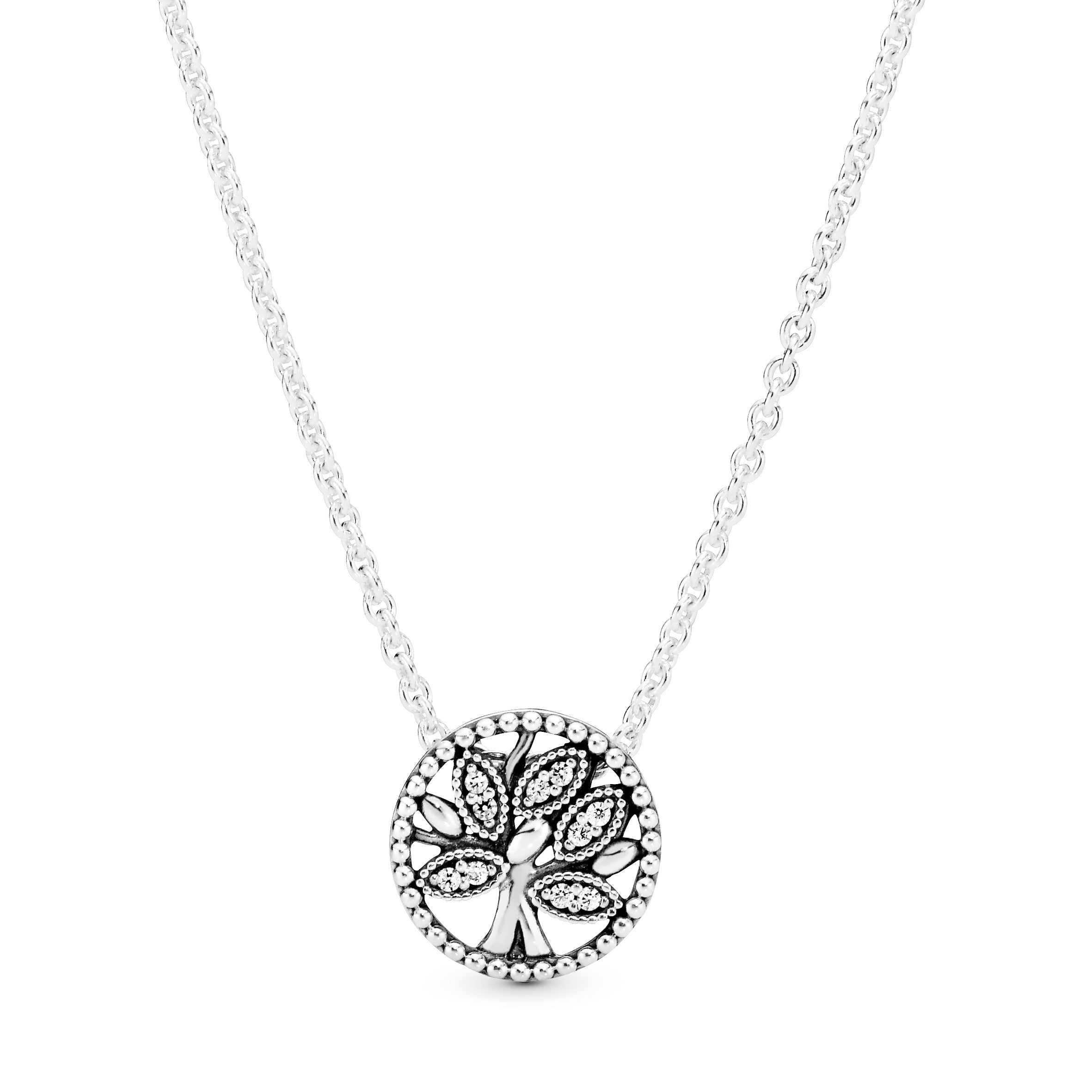 PANDORA Sparkling Family Tree Necklace Cubic Zirconia Silver Family And Friends Necklaces And Pendants Pendant Necklace Jewelry Gift