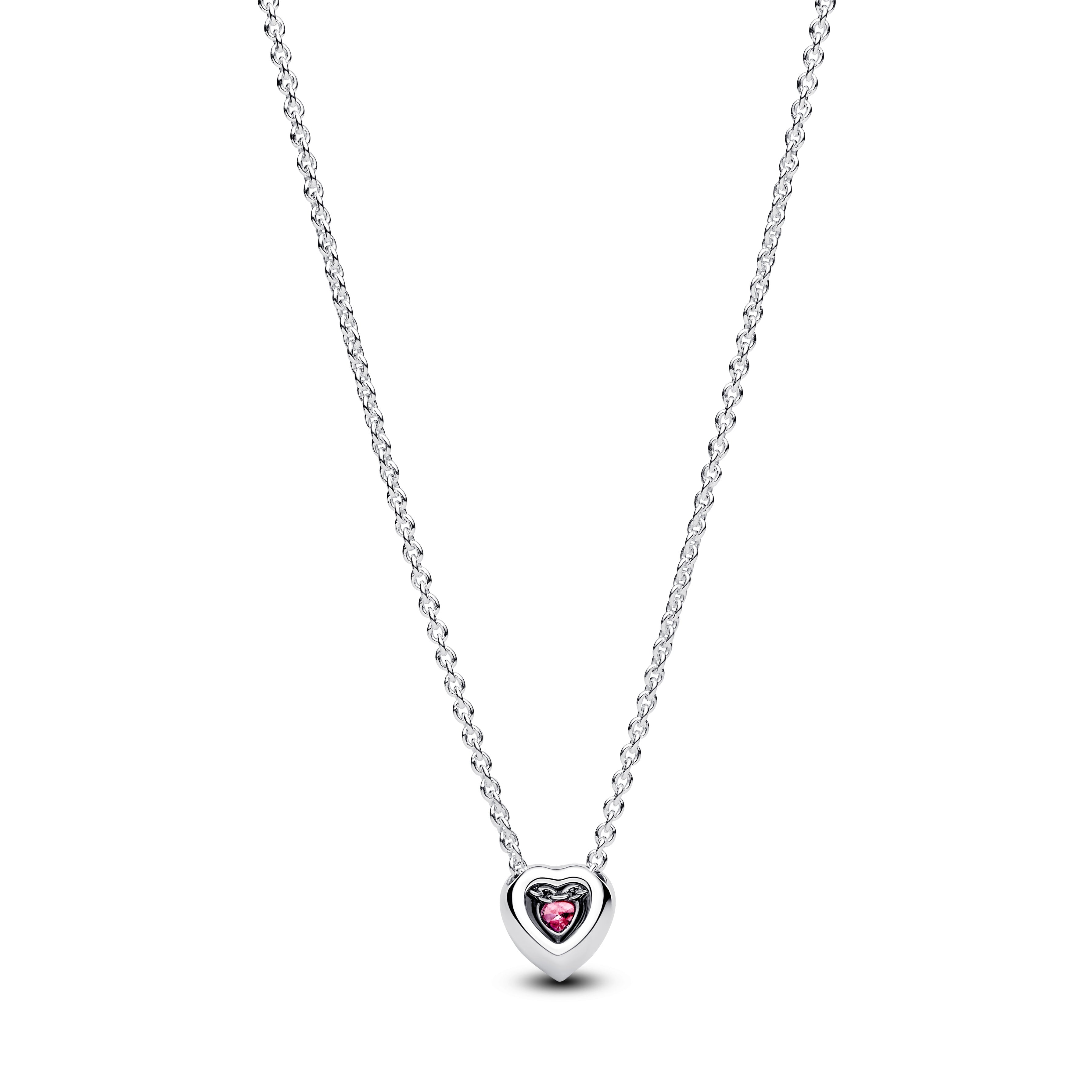 PANDORA Pink Elevated Heart Necklace Cubic Zirconia Weddings Necklaces Pendant Necklace Jewelry Gift