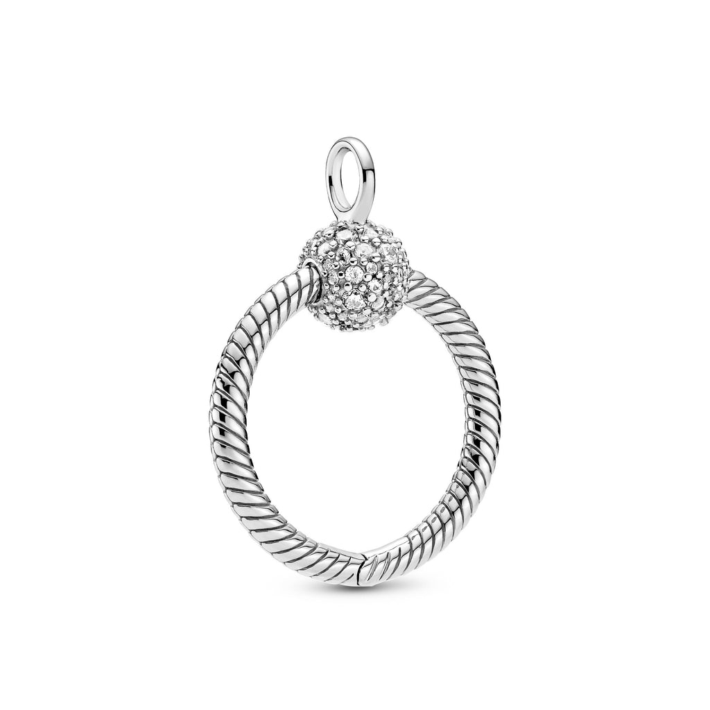 PANDORA Moments Small Pavé O Pendant Cubic Zirconia Silver Pendant Necklace Jewelry Gift