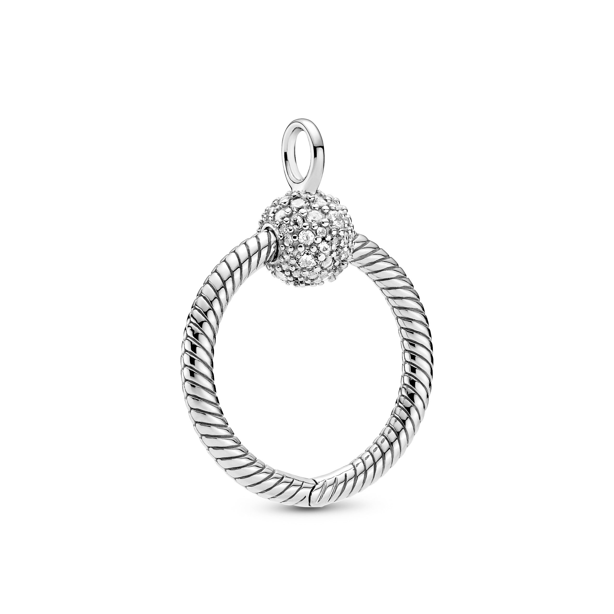 PANDORA Moments Small Pavé O Pendant Cubic Zirconia Silver Pendant Necklace Jewelry Gift