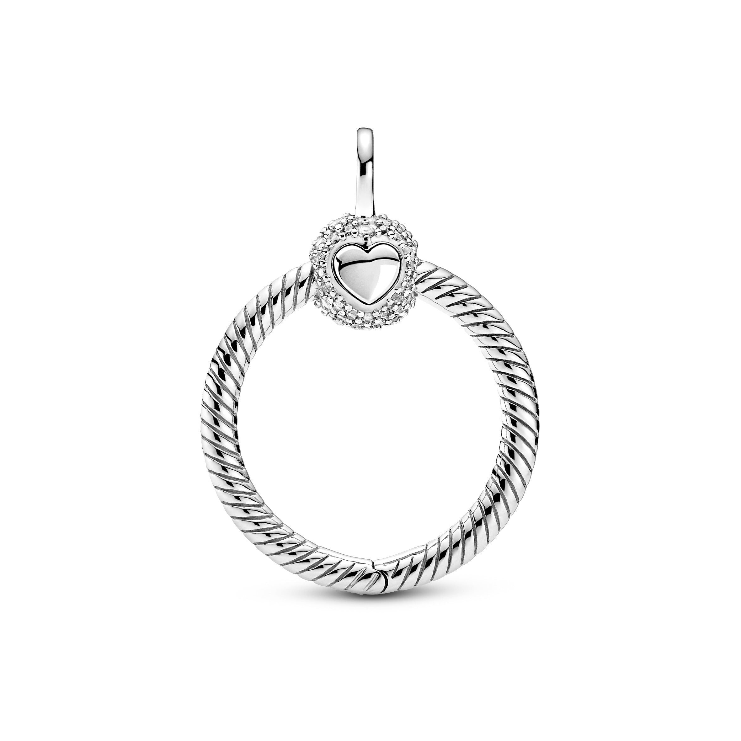 PANDORA Moments Small Pavé O Pendant Cubic Zirconia Silver Pendant Necklace Jewelry Gift