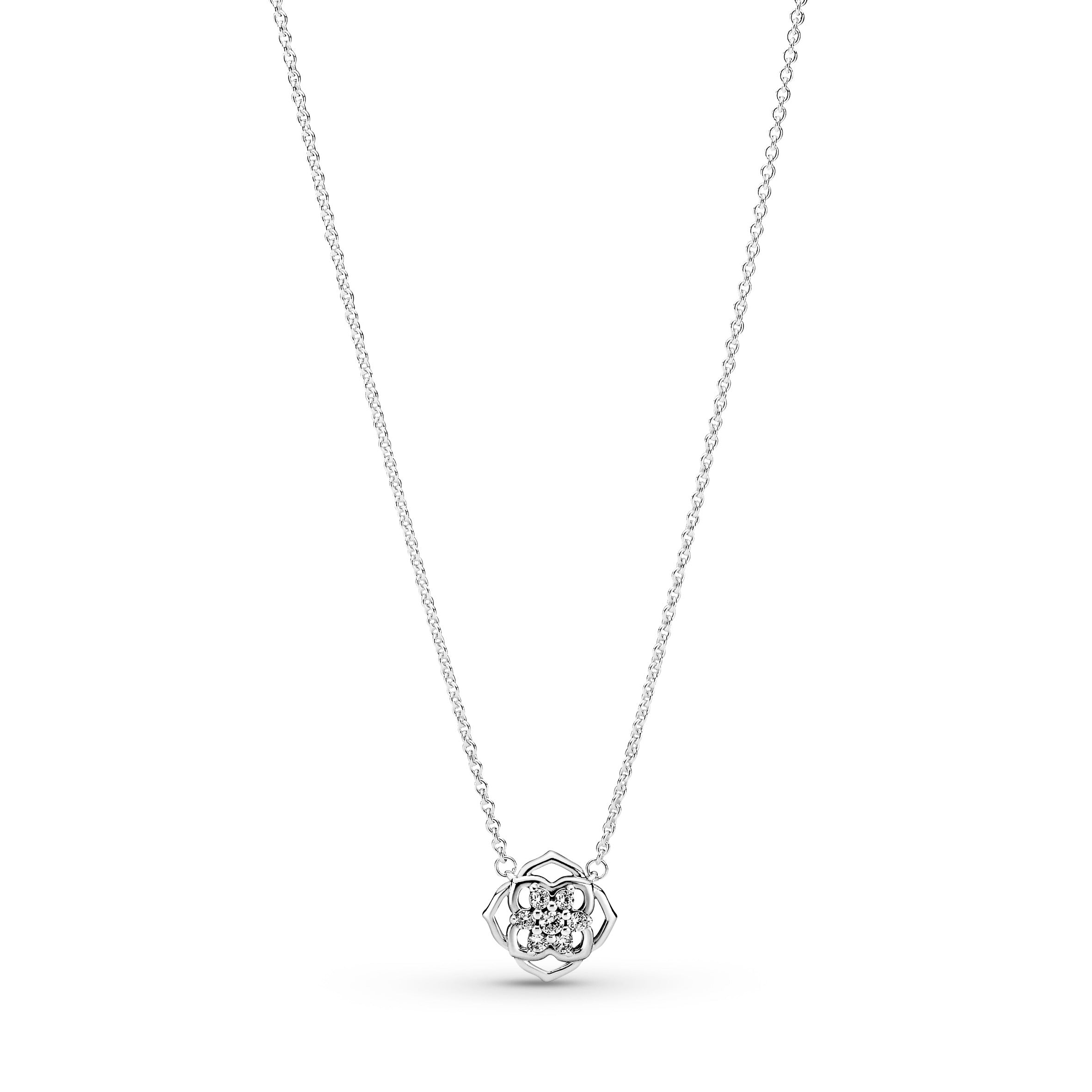 PANDORA Rose Petals Collier Necklace Cubic Zirconia Floral Necklaces And Pendants Pendant Necklace Jewelry Gift