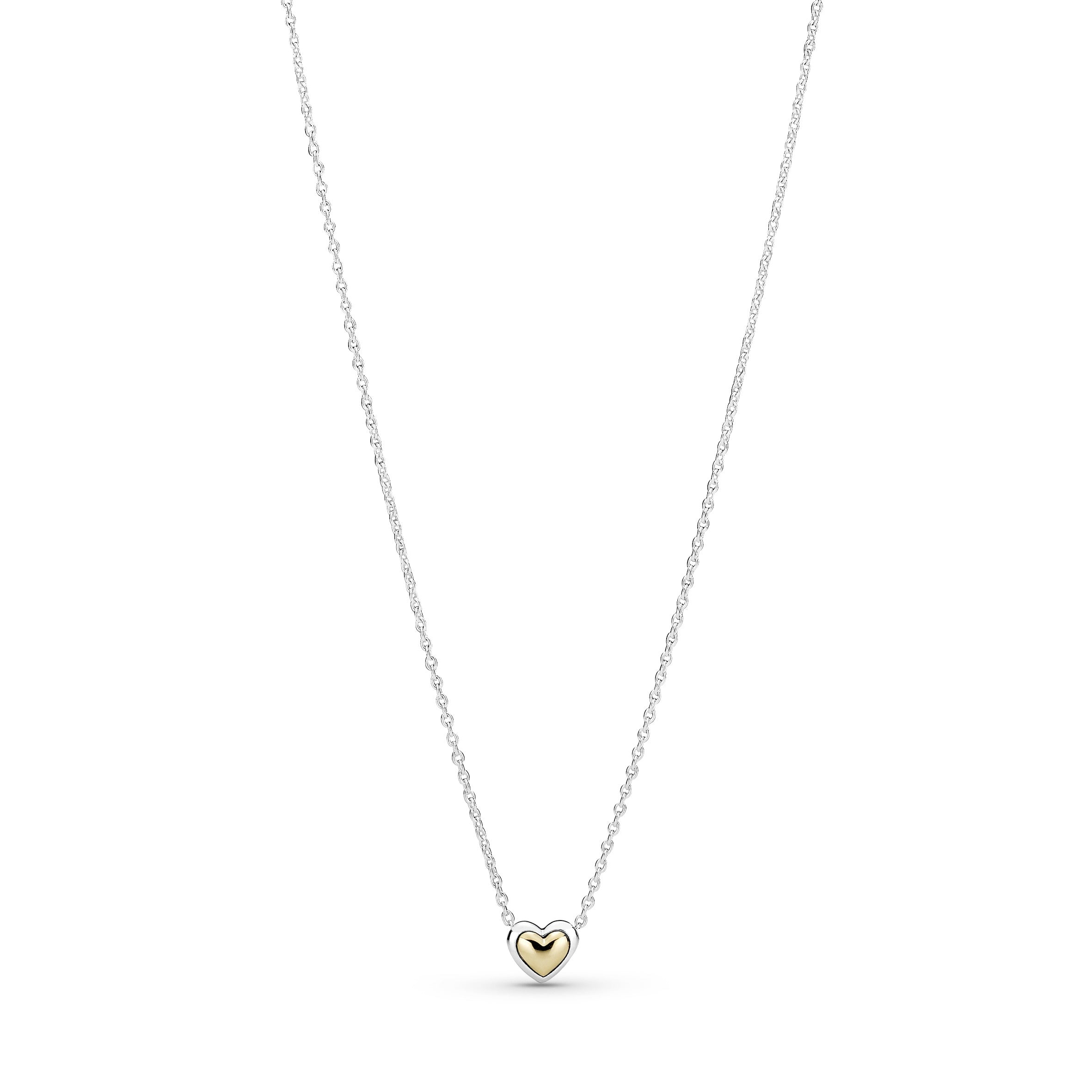 PANDORA Heart Sterling Silver And 14K Gold Necklace And Earring Jewellery Set 14K Gold Plated Unique Metal Blend Online-Exclusive Bundle Sets