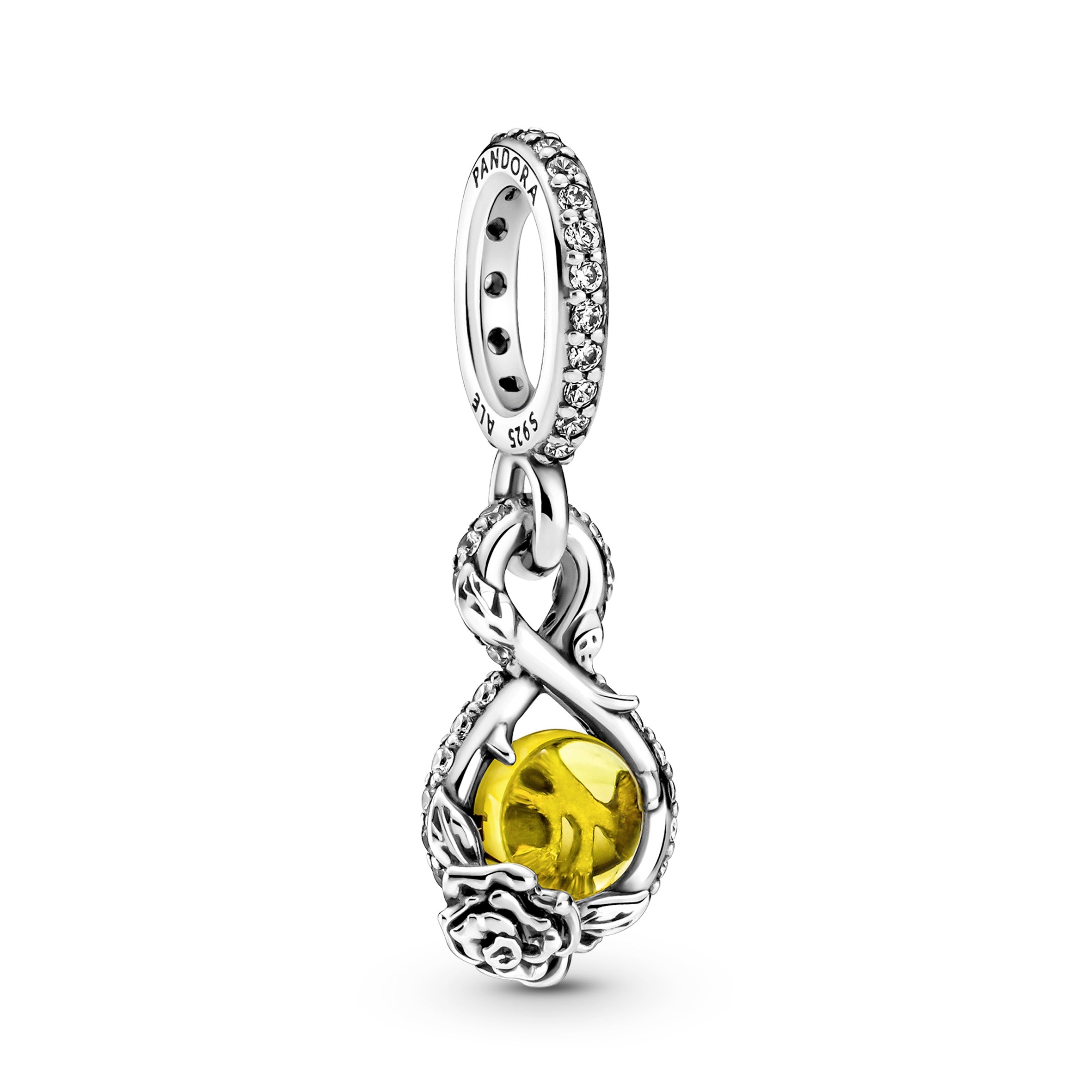 PANDORA Disney Belle Infinity And Rose Flower Pendant Crystals Disney X PANDORA Necklaces And Pendants Pendant Necklace Jewelry Gift