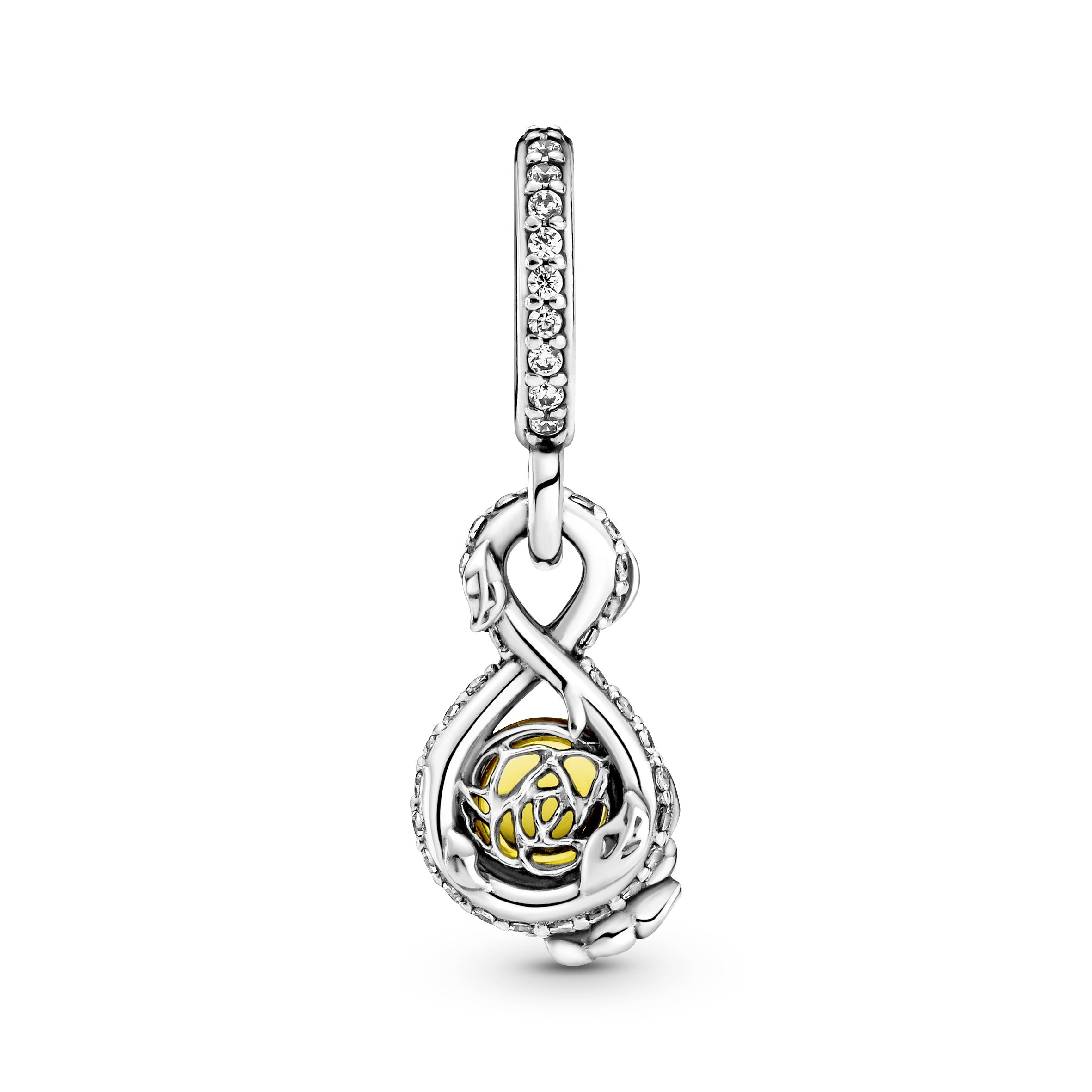 PANDORA Disney Belle Infinity And Rose Flower Pendant Crystals Disney X PANDORA Necklaces And Pendants Pendant Necklace Jewelry Gift