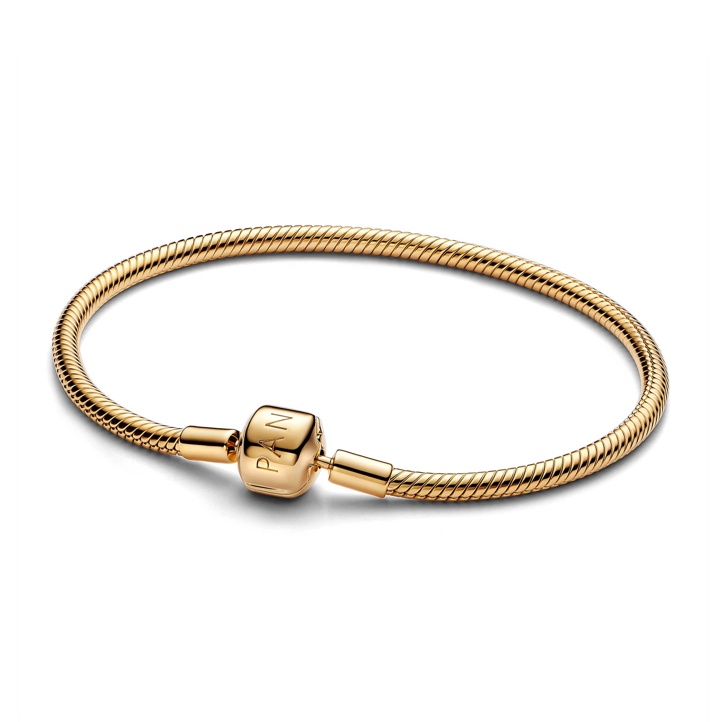 PANDORA Barrel Clasp Snake Chain Bracelet 14K Gold Plated Unique Metal Blend Bracelets Jewelry Gift