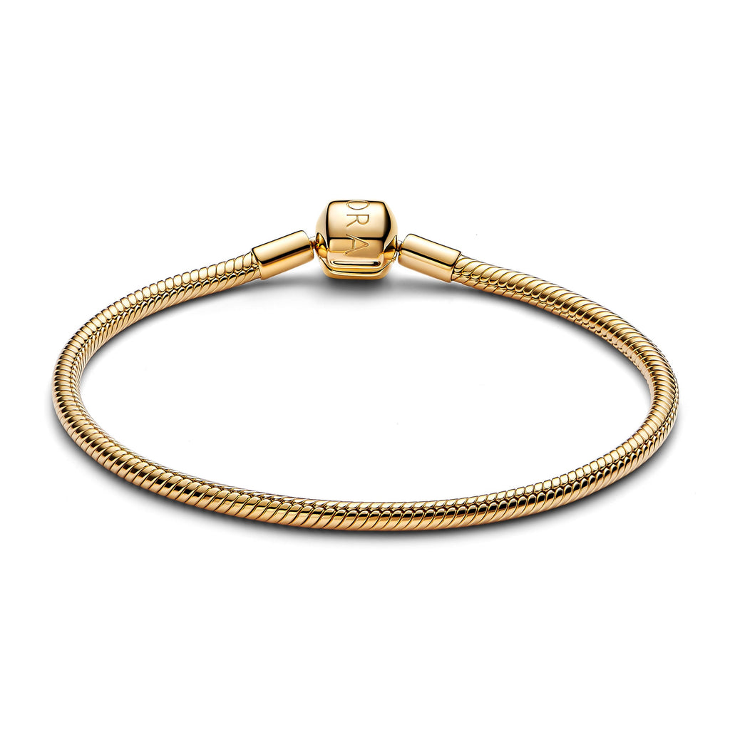 PANDORA Barrel Clasp Snake Chain Bracelet 14K Gold Plated Unique Metal Blend Bracelets Jewelry Gift