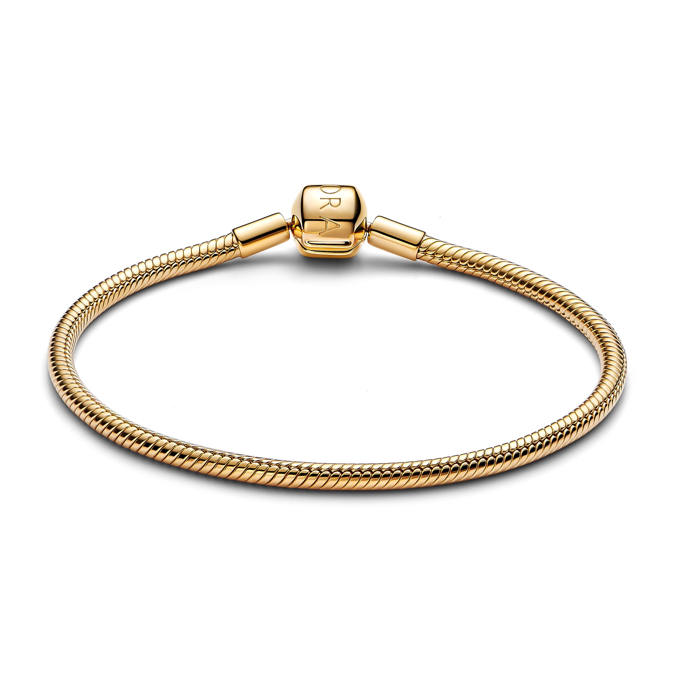 PANDORA Barrel Clasp Snake Chain Bracelet 14K Gold Plated Unique Metal Blend Bracelets Jewelry Gift