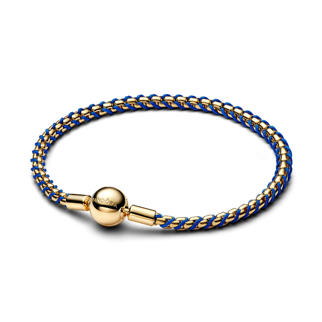 PANDORA Blue Cord Box Chain Bracelet 14K Gold Plated Unique Metal Blend Bracelets Jewelry Gift