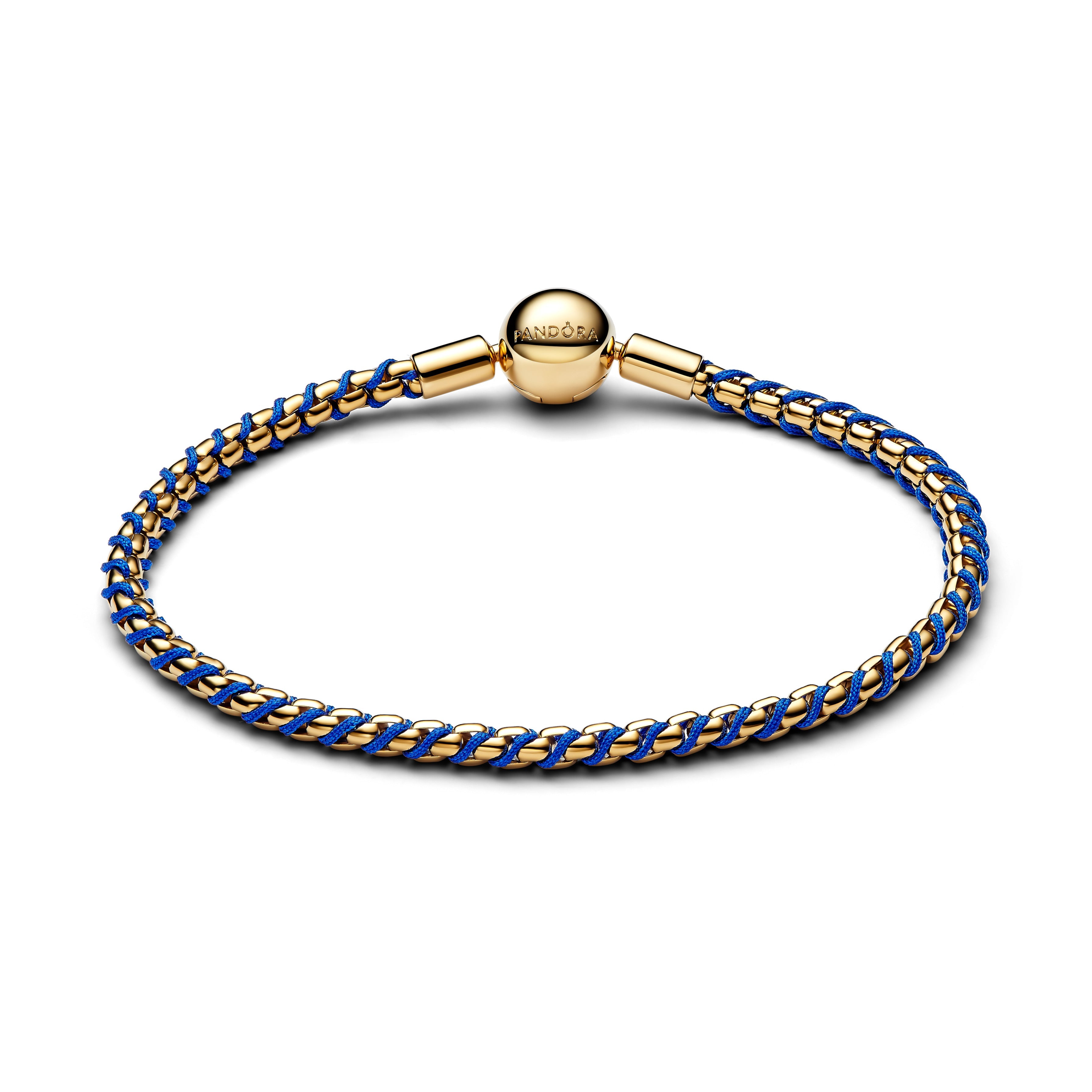 PANDORA Blue Cord Box Chain Bracelet 14K Gold Plated Unique Metal Blend Bracelets Jewelry Gift