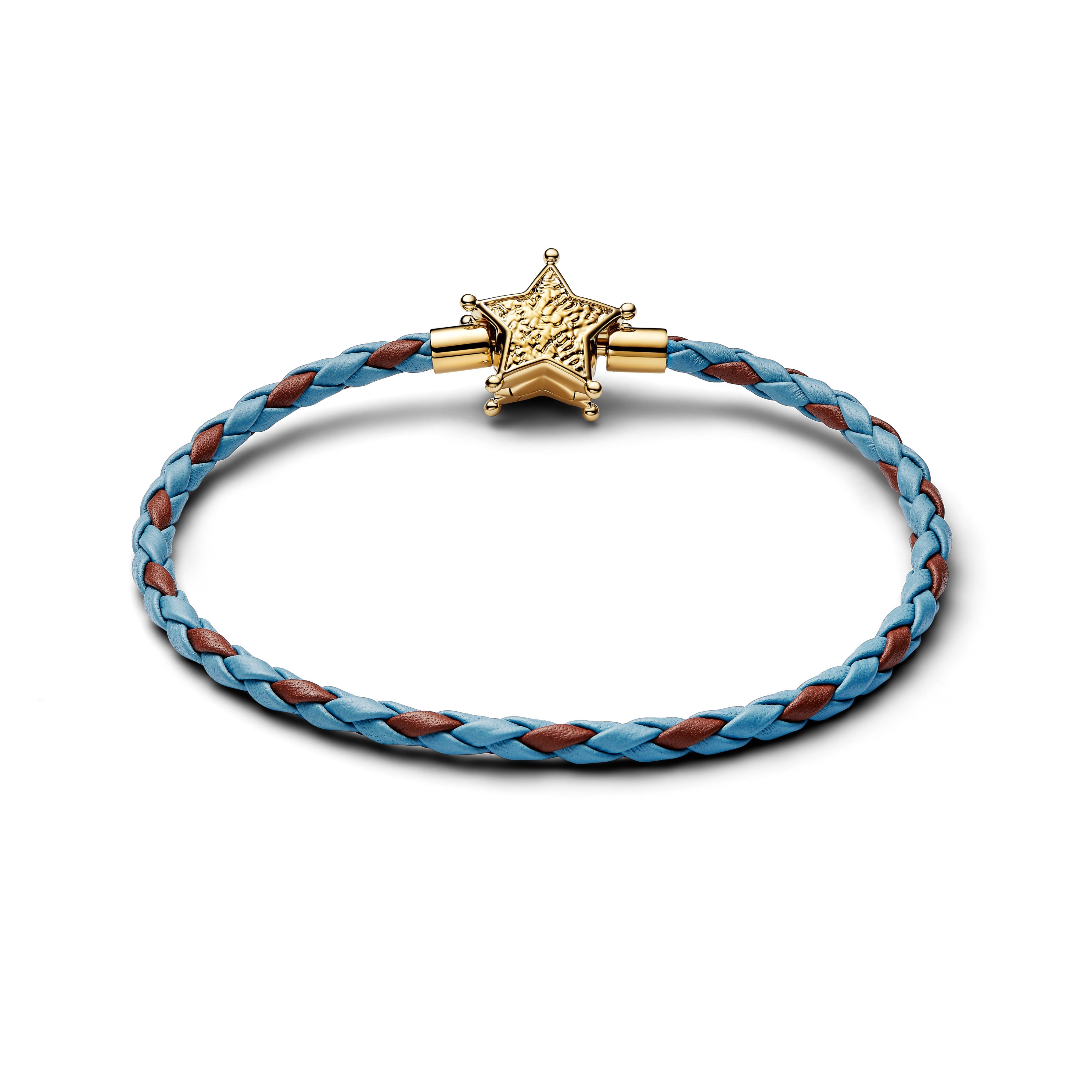 PANDORA Disney Pixar Toy Story Sheriff Star Bracelet 14K Gold Plated Unique Metal Blend Blue Bracelets Chain Bracelet Jewelry Gift