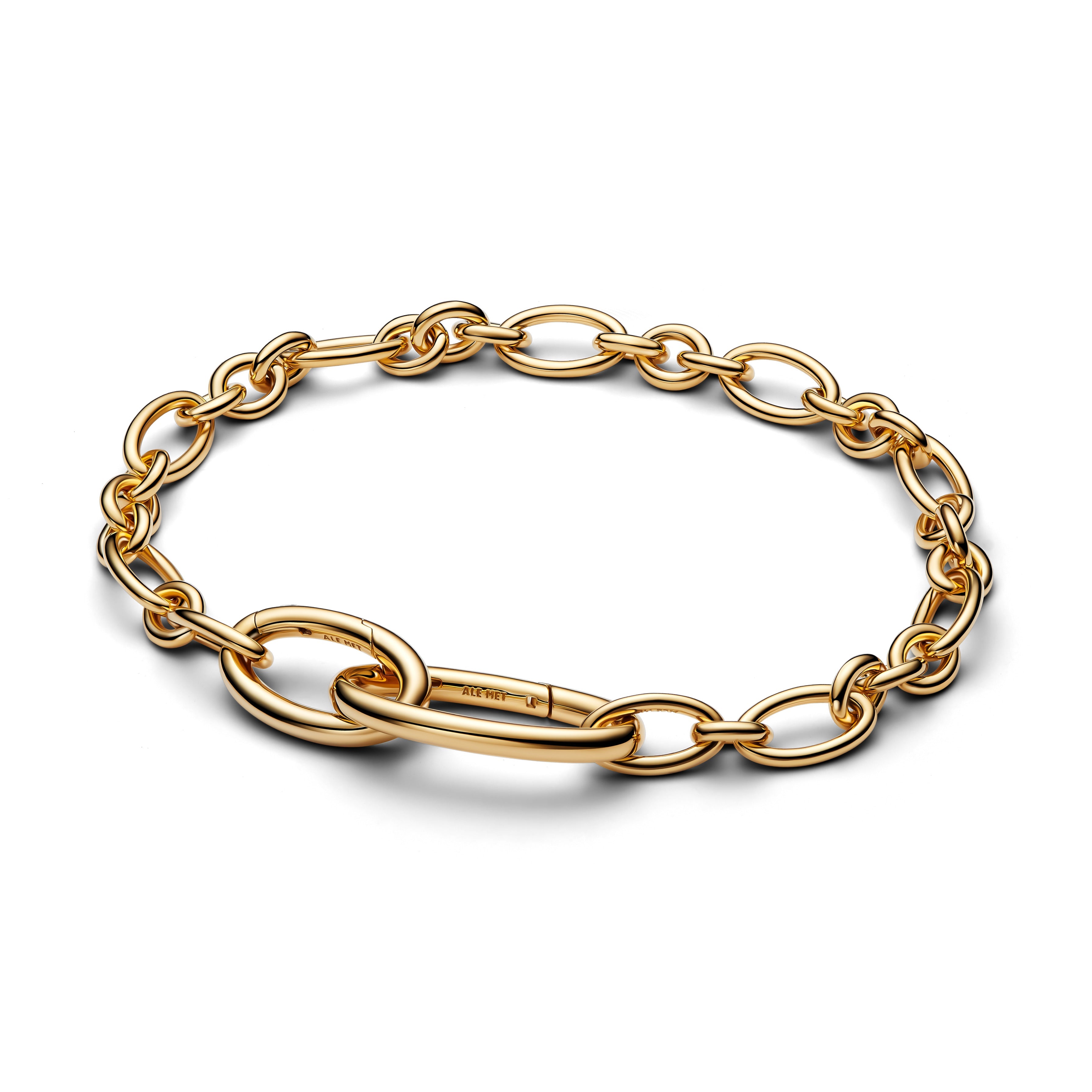 PANDORA Openable Oval Link Chain Bracelet 14K Gold Plated Unique Metal Blend Bracelets Jewelry Gift