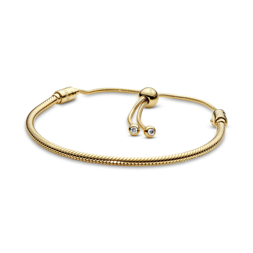 PANDORA Moments Snake Chain Slider Bracelet 14K Gold Plated Unique Metal Blend Bracelets Chain Bracelet Jewelry Gift
