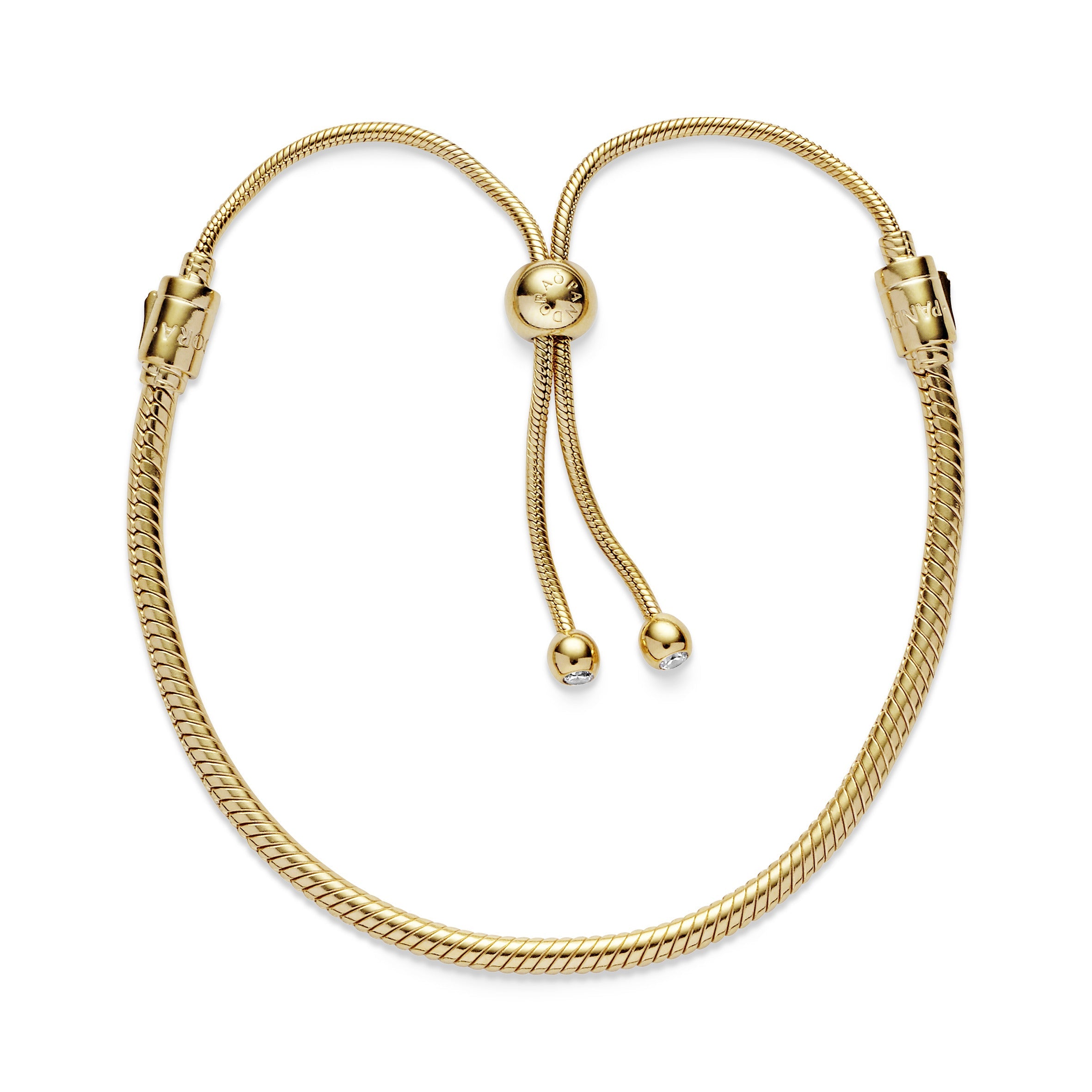 PANDORA Moments Snake Chain Slider Bracelet 14K Gold Plated Unique Metal Blend Bracelets Chain Bracelet Jewelry Gift