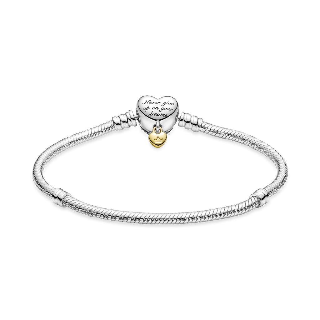Disney Princess PANDORA Moments Heart Snake Chain Bracelet 14K Gold Plated Unique Metal Blend Disney X PANDORA Bracelets Jewelry Gift