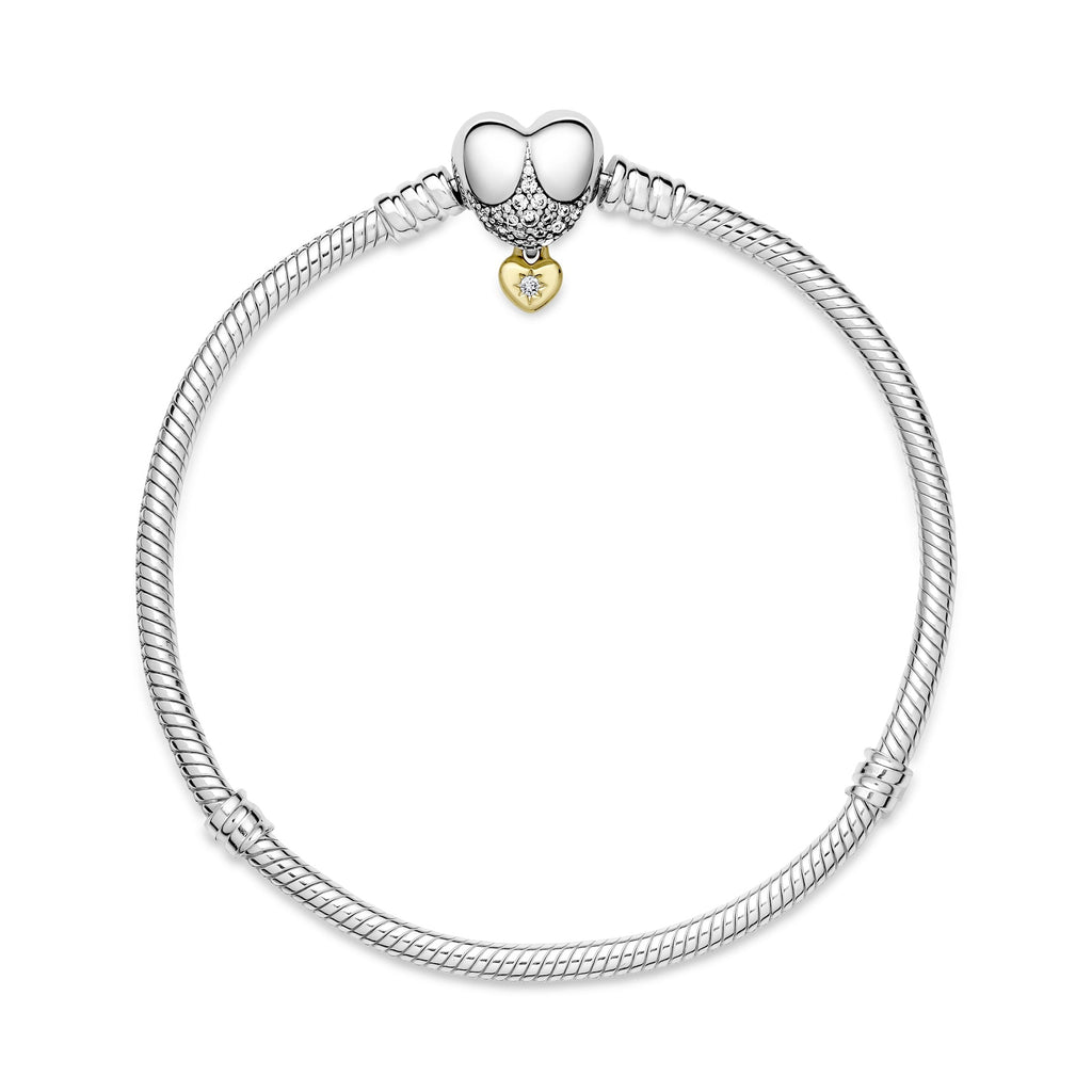 Disney Princess PANDORA Moments Heart Snake Chain Bracelet 14K Gold Plated Unique Metal Blend Disney X PANDORA Bracelets Jewelry Gift