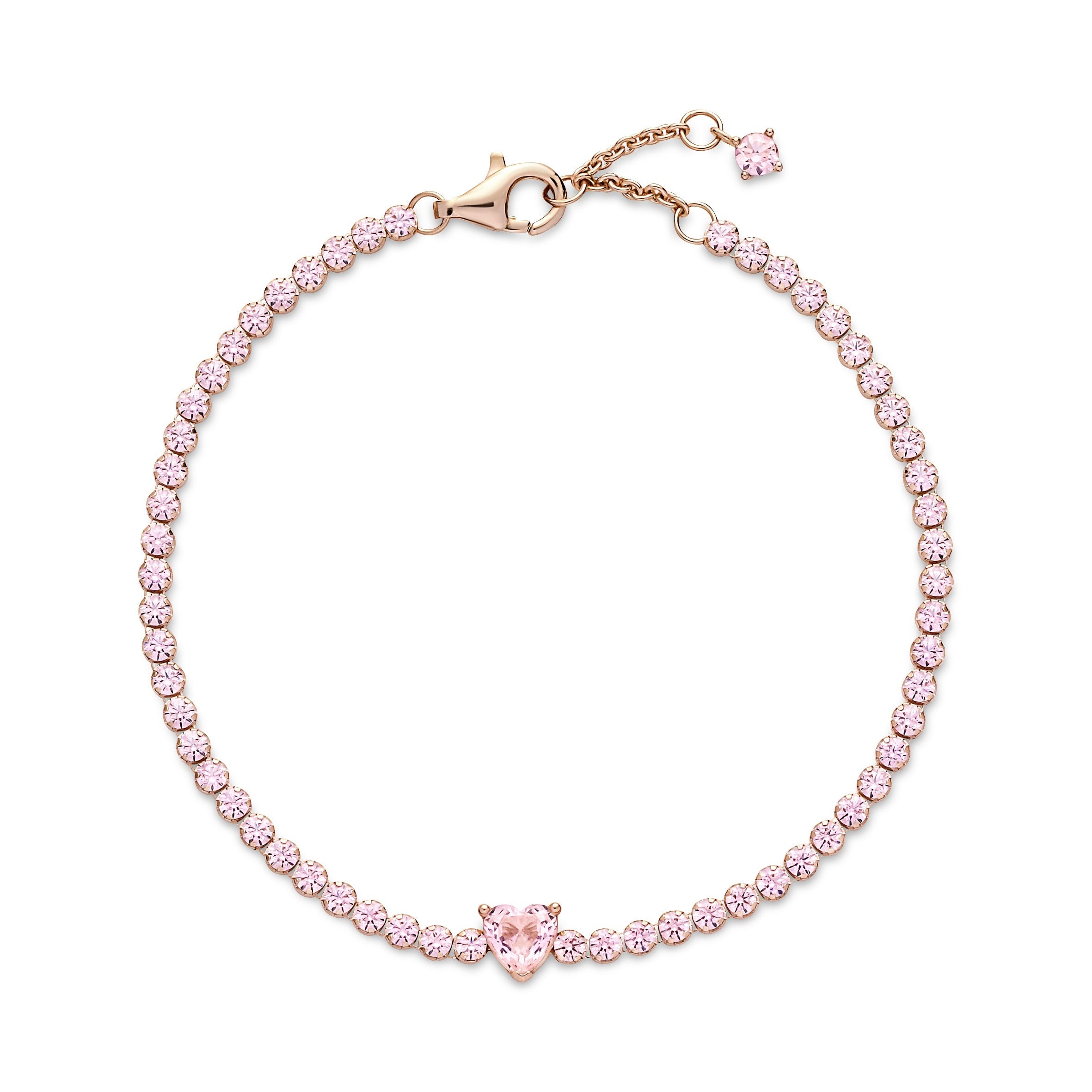 PANDORA Sparkling Heart Tennis Bracelet 14K Rose Gold Plated Unique Metal Blend Weddings Bracelets Chain Bracelet Jewelry Gift