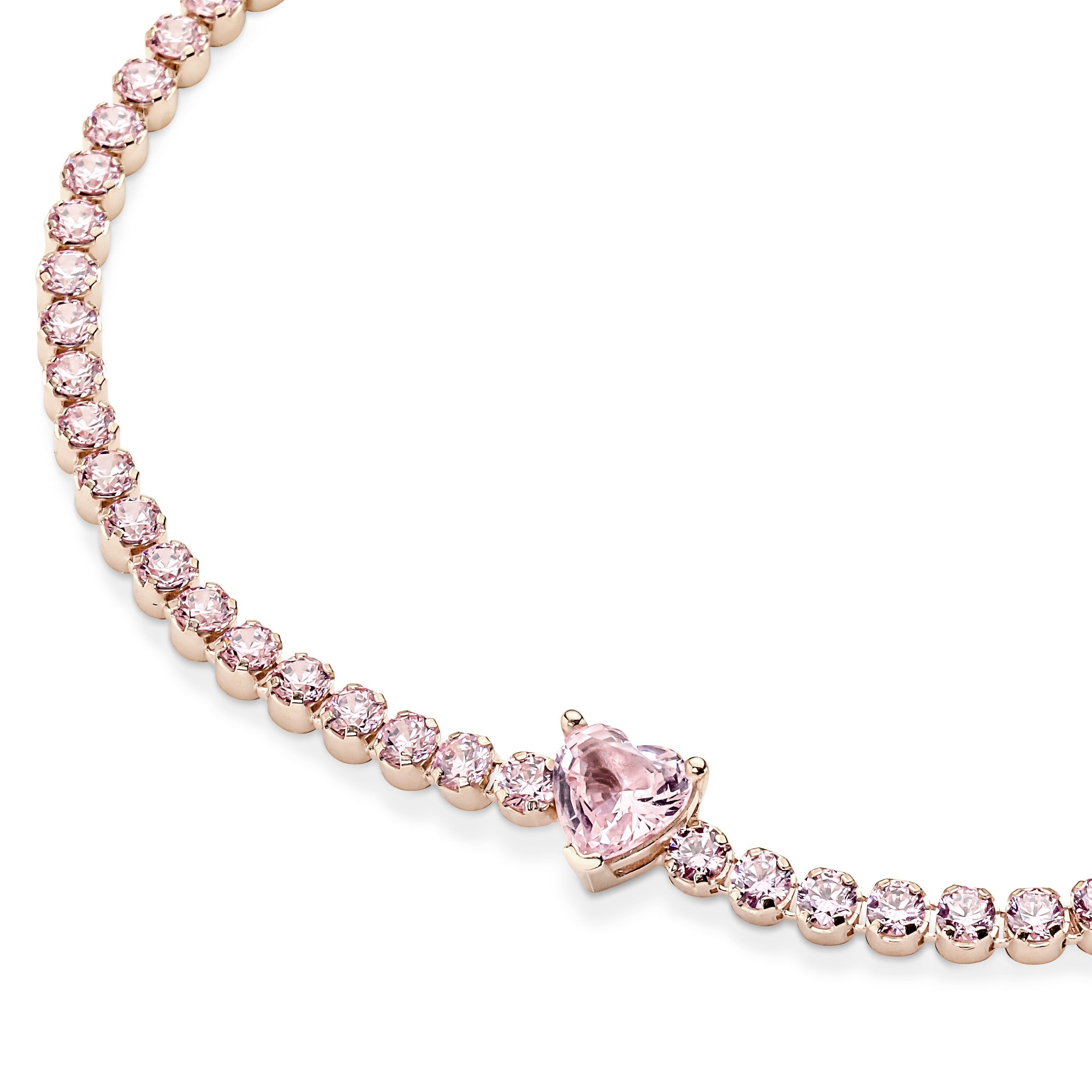 PANDORA Sparkling Heart Tennis Bracelet 14K Rose Gold Plated Unique Metal Blend Weddings Bracelets Chain Bracelet Jewelry Gift