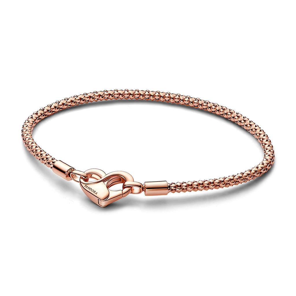 PANDORA Moments Studded Chain Bracelet 14K Rose Gold Plated Unique Metal Blend Bracelets Jewelry Gift