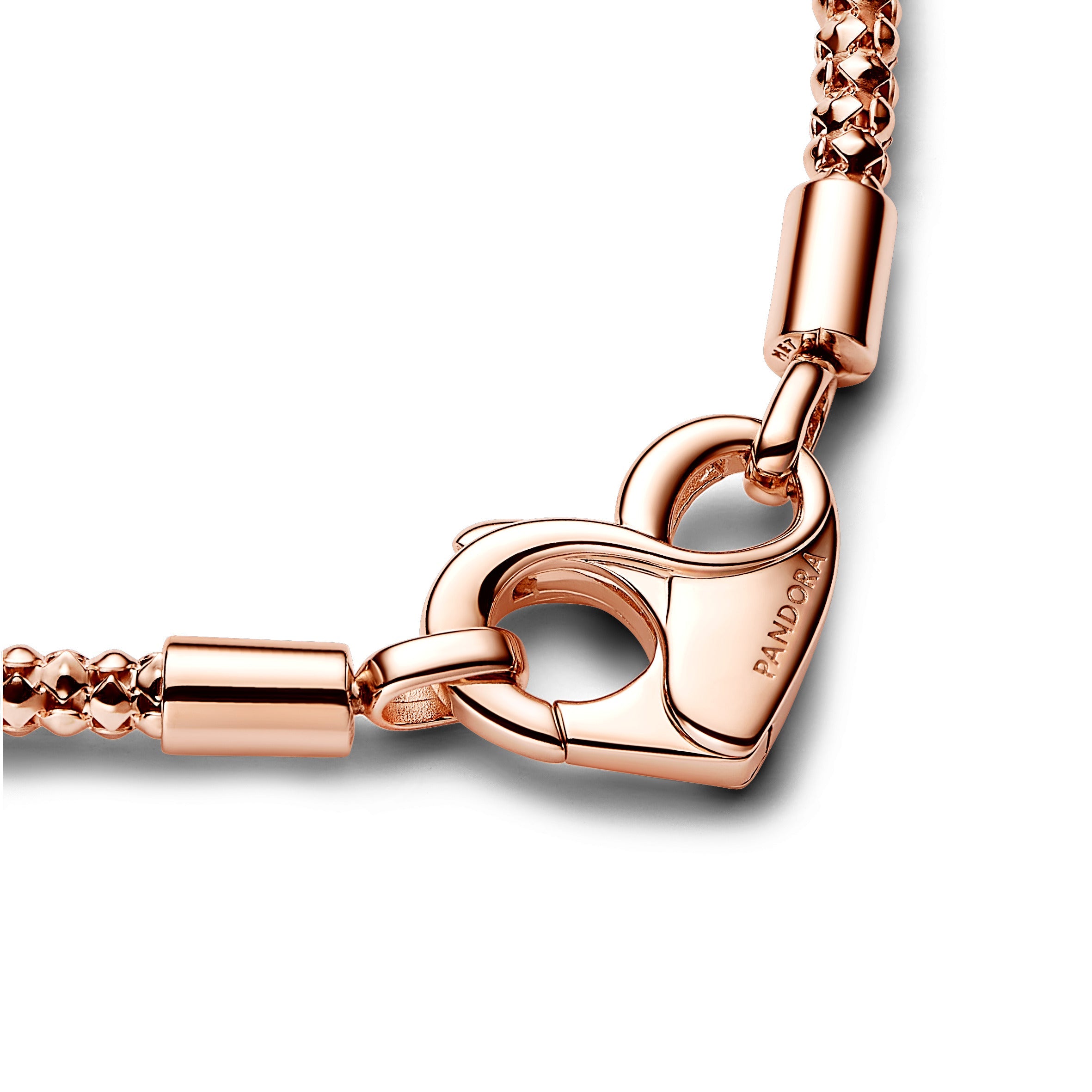 PANDORA Moments Studded Chain Bracelet 14K Rose Gold Plated Unique Metal Blend Bracelets Jewelry Gift
