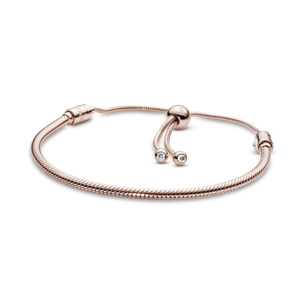 PANDORA Moments Snake Chain Slider Bracelet 14K Rose Gold Plated Unique Metal Blend Bracelets Chain Bracelet Jewelry Gift