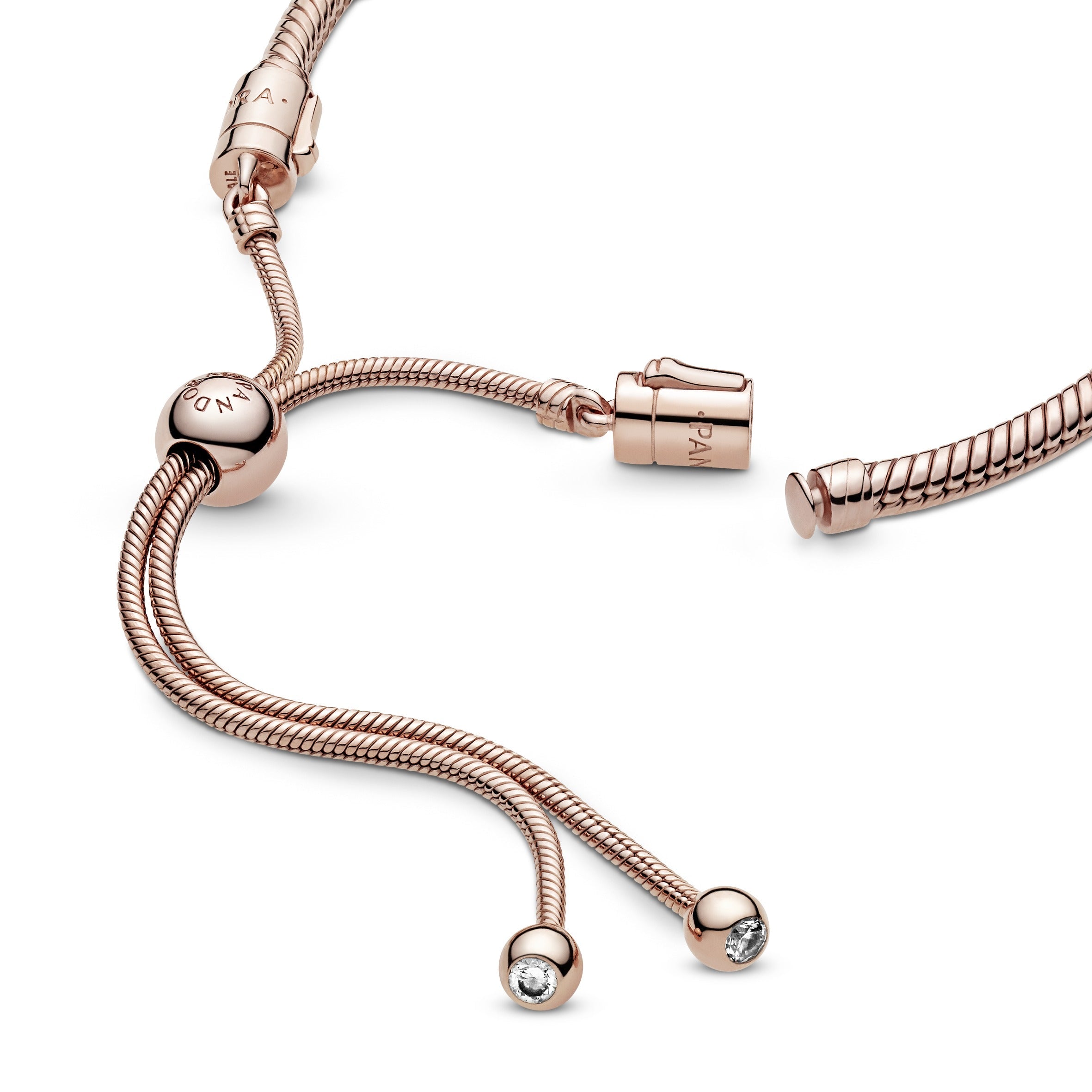 PANDORA Moments Snake Chain Slider Bracelet 14K Rose Gold Plated Unique Metal Blend Bracelets Chain Bracelet Jewelry Gift