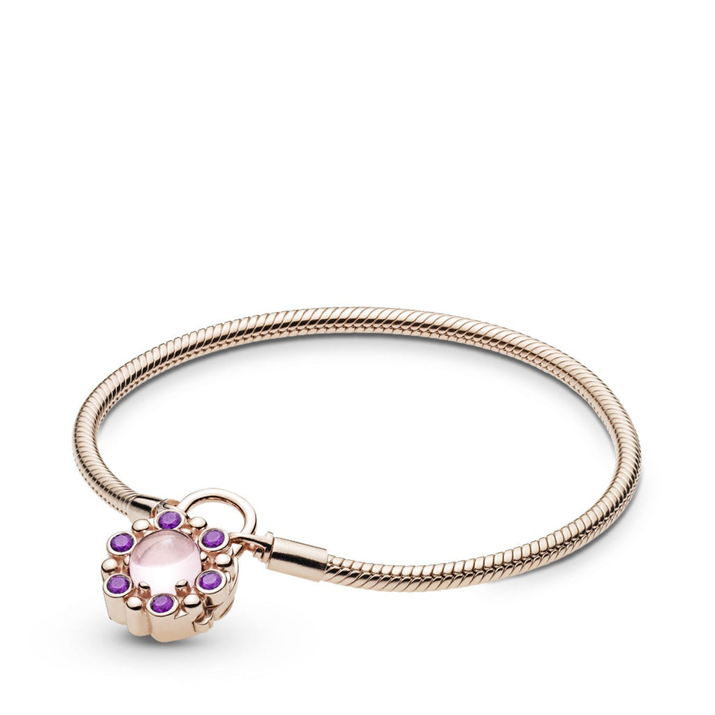 PANDORA Moments Heraldic Radiance Padlock Clasp Bracelet 14K Rose Gold Plated Unique Metal Blend Bracelets Chain Bracelet Jewelry Gift