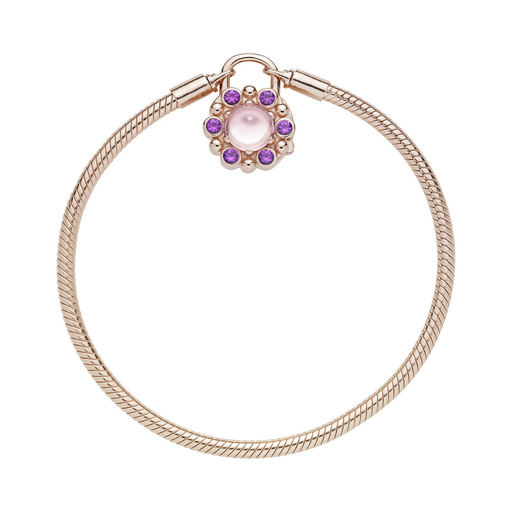 PANDORA Moments Heraldic Radiance Padlock Clasp Bracelet 14K Rose Gold Plated Unique Metal Blend Bracelets Chain Bracelet Jewelry Gift