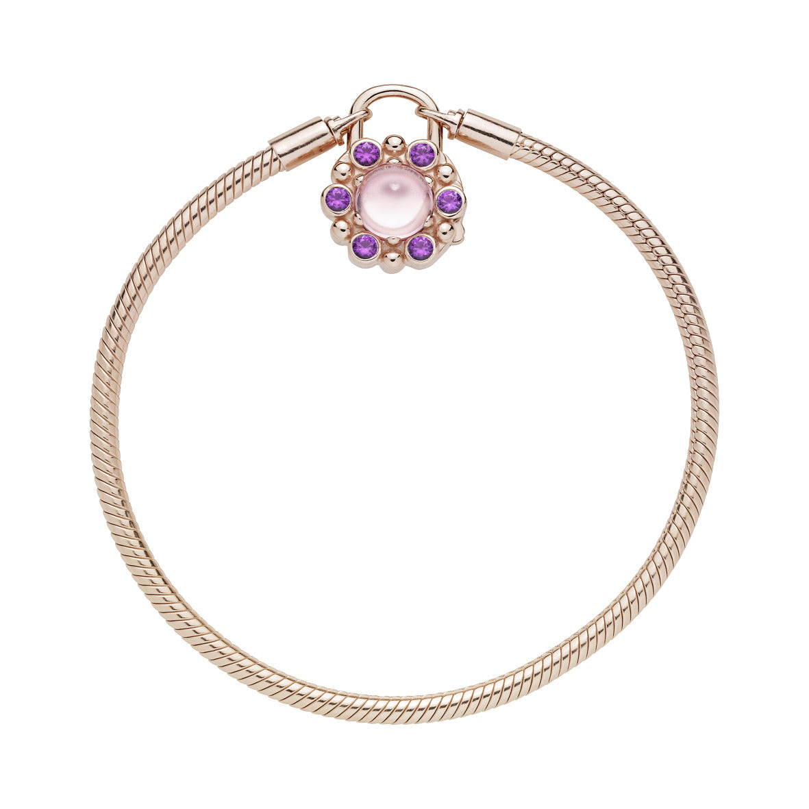 PANDORA Moments Heraldic Radiance Padlock Clasp Bracelet 14K Rose Gold Plated Unique Metal Blend Bracelets Chain Bracelet Jewelry Gift