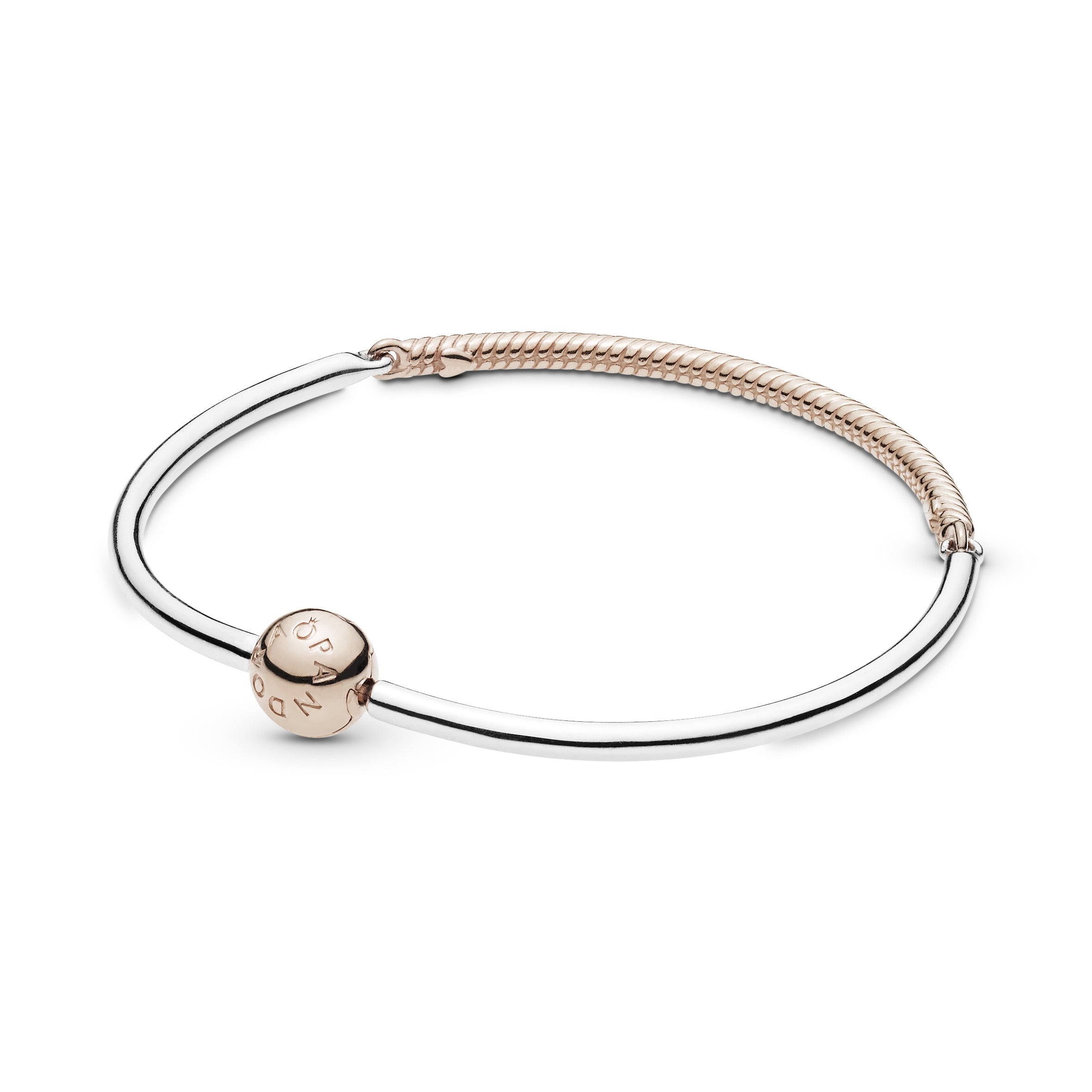 PANDORA Moments Three-Link Bangle 14K Rose Gold Plated Unique Metal Blend Multi-colour Bracelets Chain Bracelet Jewelry Gift