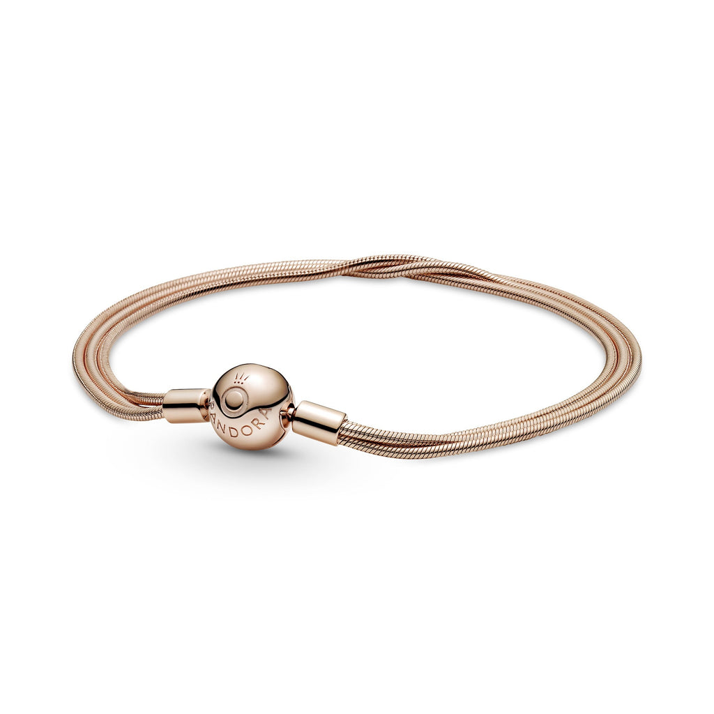 PANDORA Moments Multi Snake Chain Bracelet 14K Rose Gold Plated Unique Metal Blend Bracelets Jewelry Gift