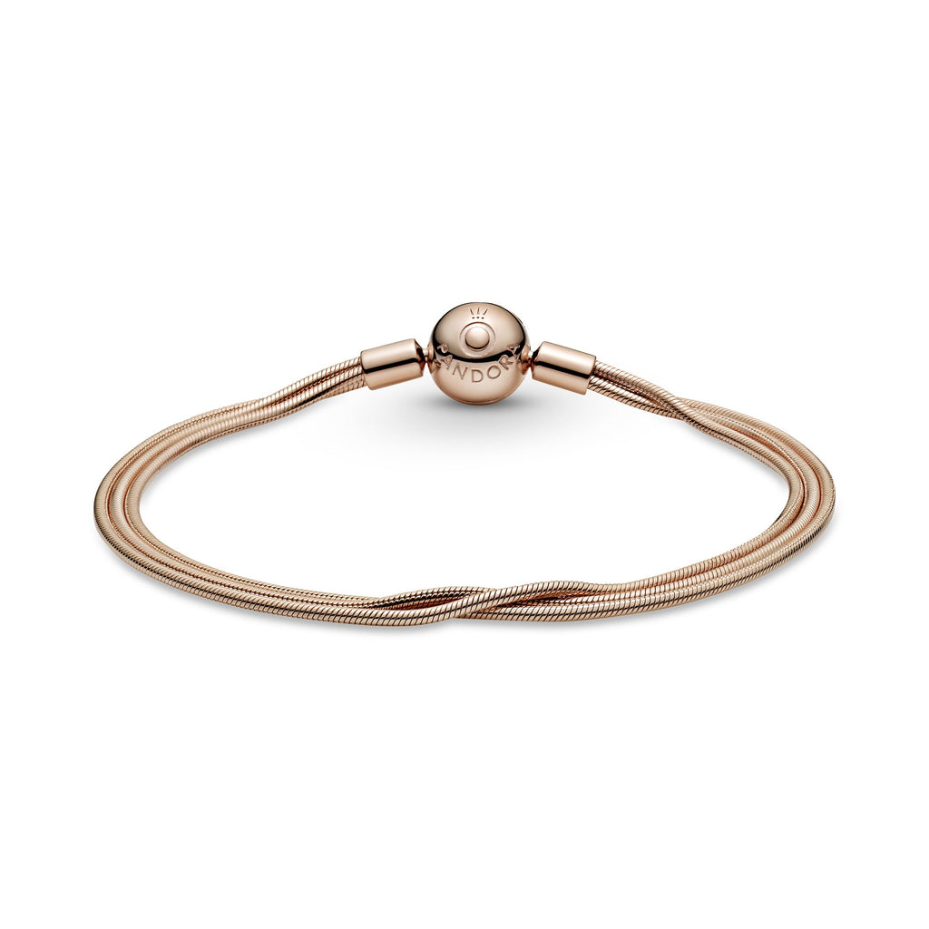 PANDORA Moments Multi Snake Chain Bracelet 14K Rose Gold Plated Unique Metal Blend Bracelets Jewelry Gift