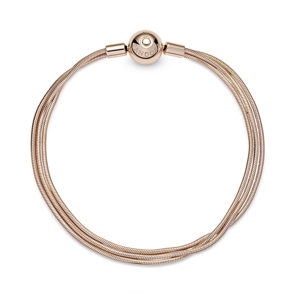 PANDORA Moments Multi Snake Chain Bracelet 14K Rose Gold Plated Unique Metal Blend Bracelets Jewelry Gift