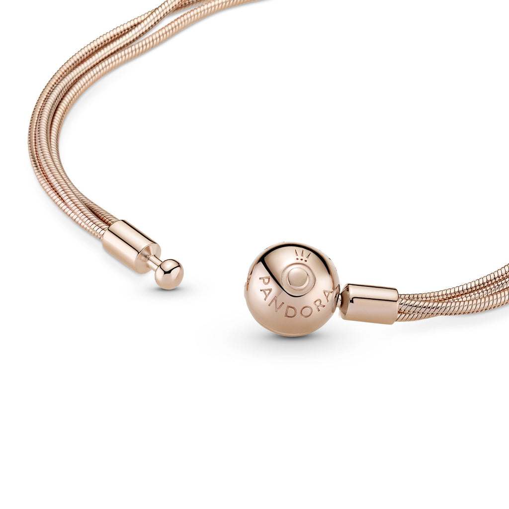 PANDORA Moments Multi Snake Chain Bracelet 14K Rose Gold Plated Unique Metal Blend Bracelets Jewelry Gift