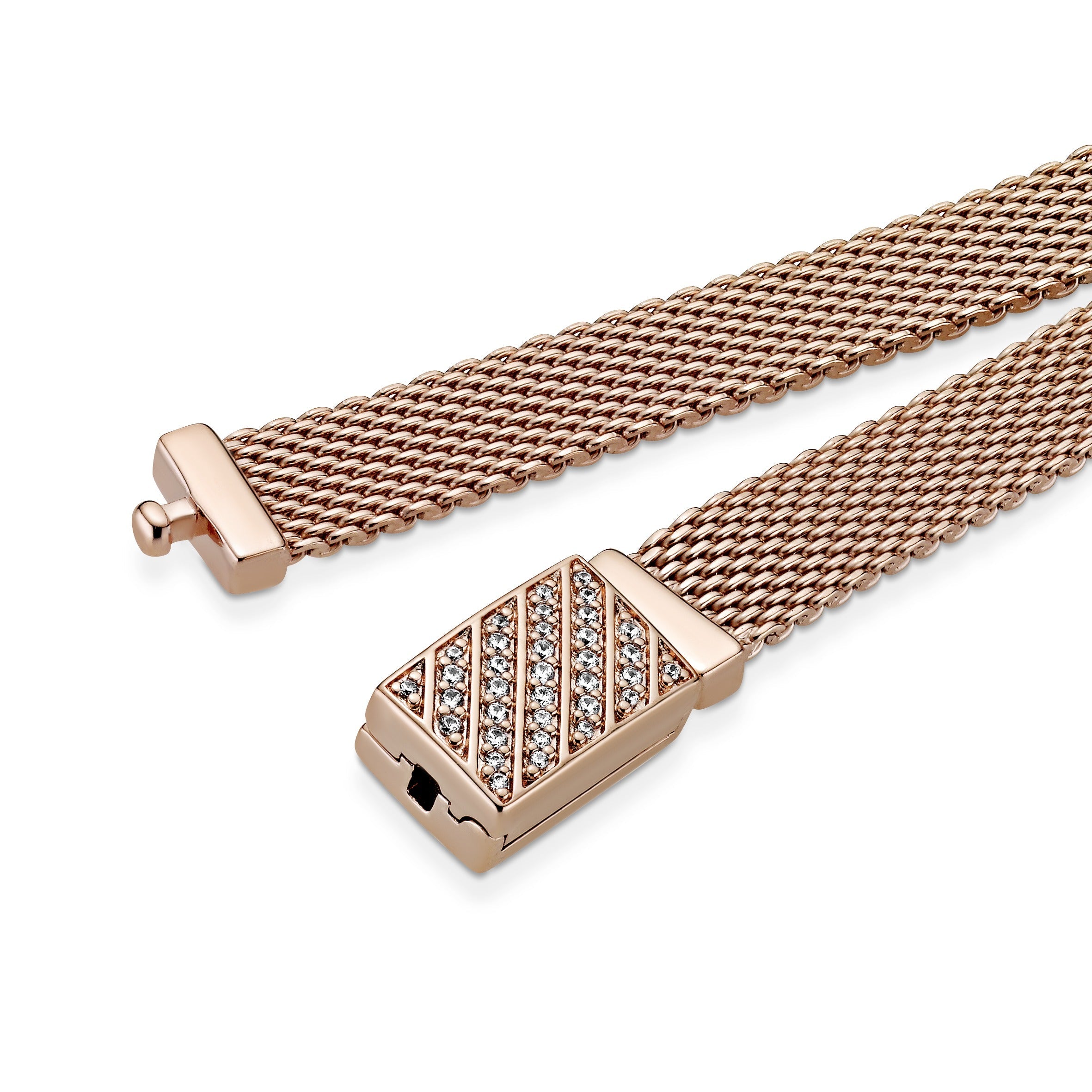 PANDORA Reflexions Long Clasp Pavé Bracelet 14K Rose Gold Plated Unique Metal Blend Bracelets Chain Bracelet Jewelry Gift