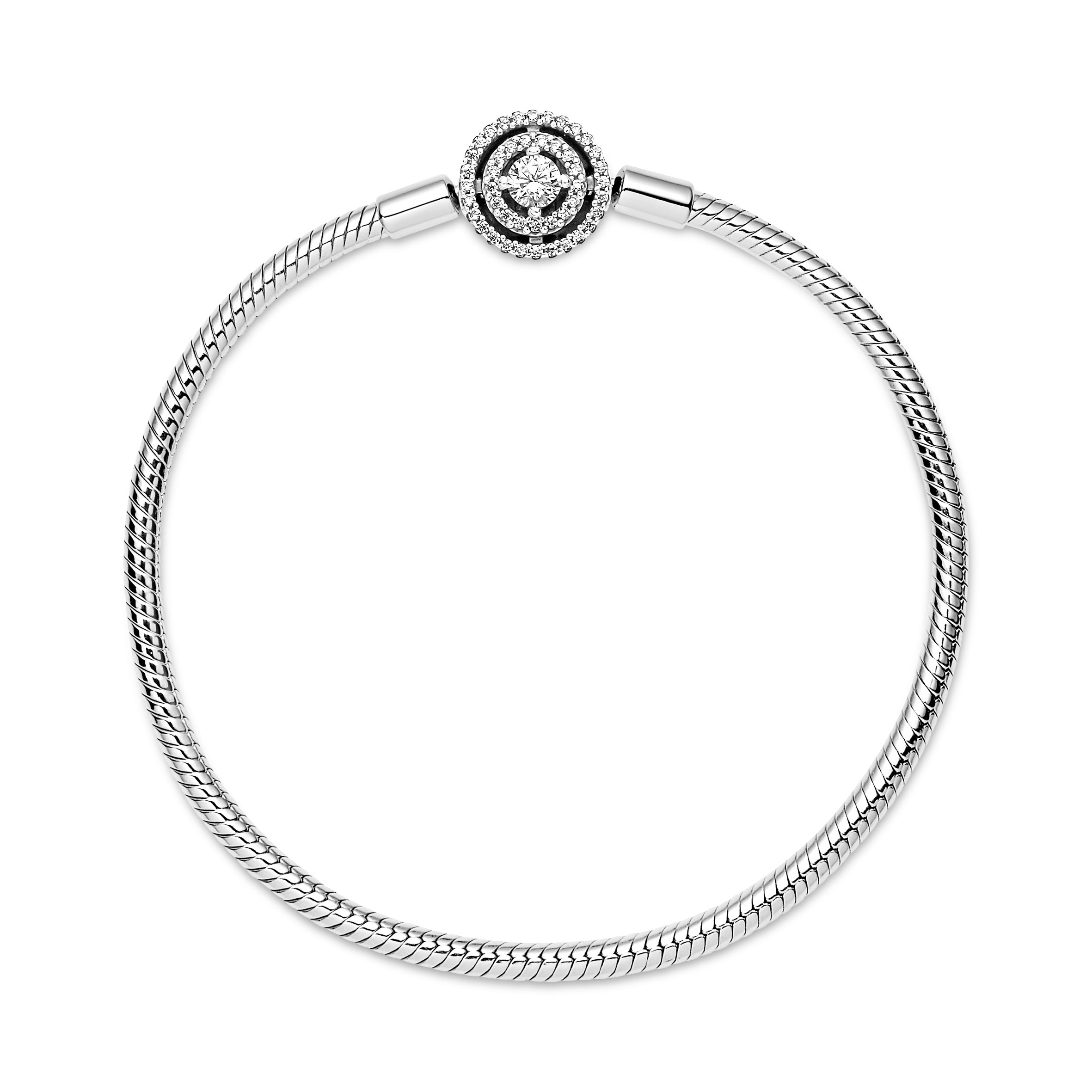 PANDORA Moments Halo Snake Chain Bracelet Cubic Zirconia Weddings Bracelets Jewelry Gift
