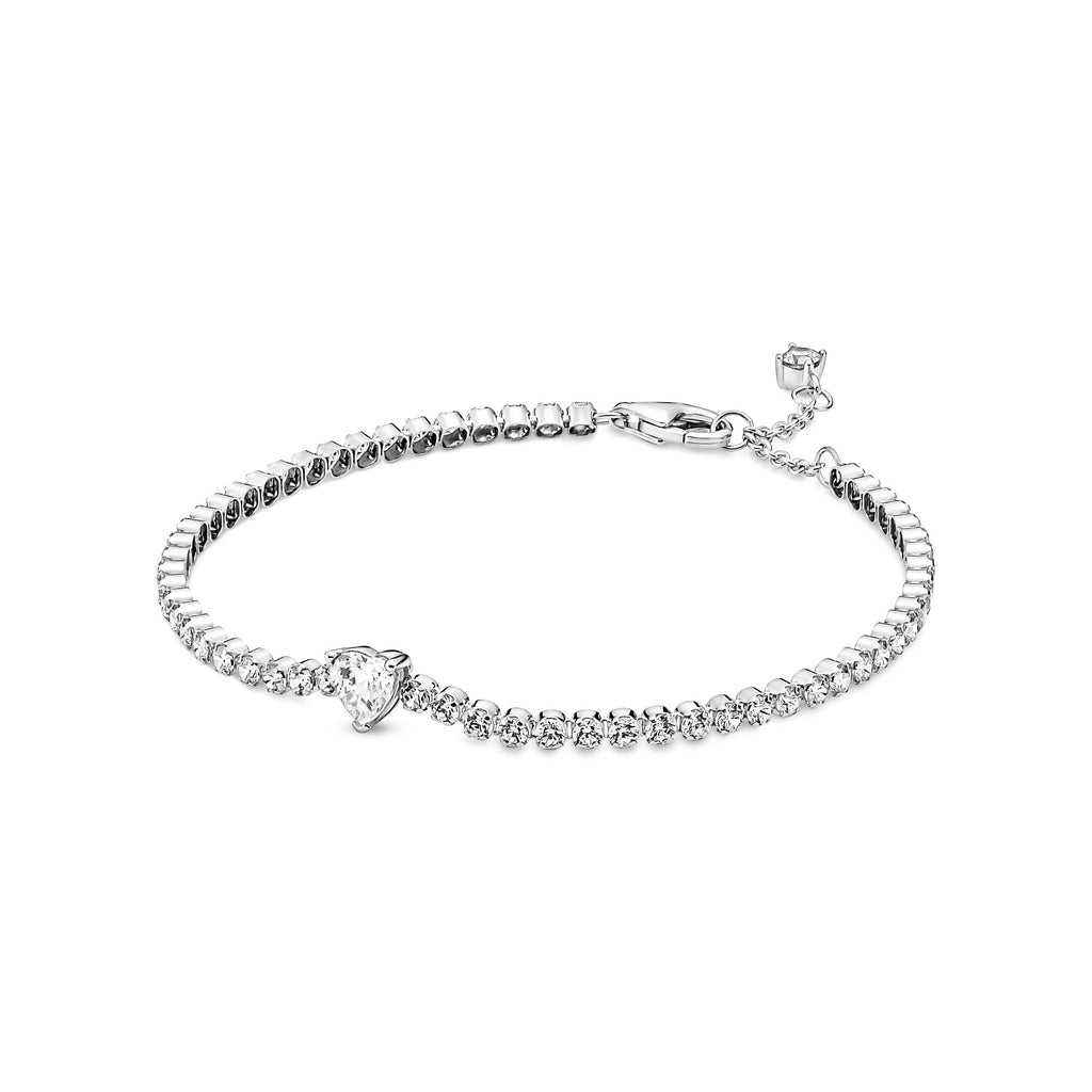 PANDORA Sparkling Heart Tennis Bracelet Cubic Zirconia Weddings Bracelets Chain Bracelet Jewelry Gift