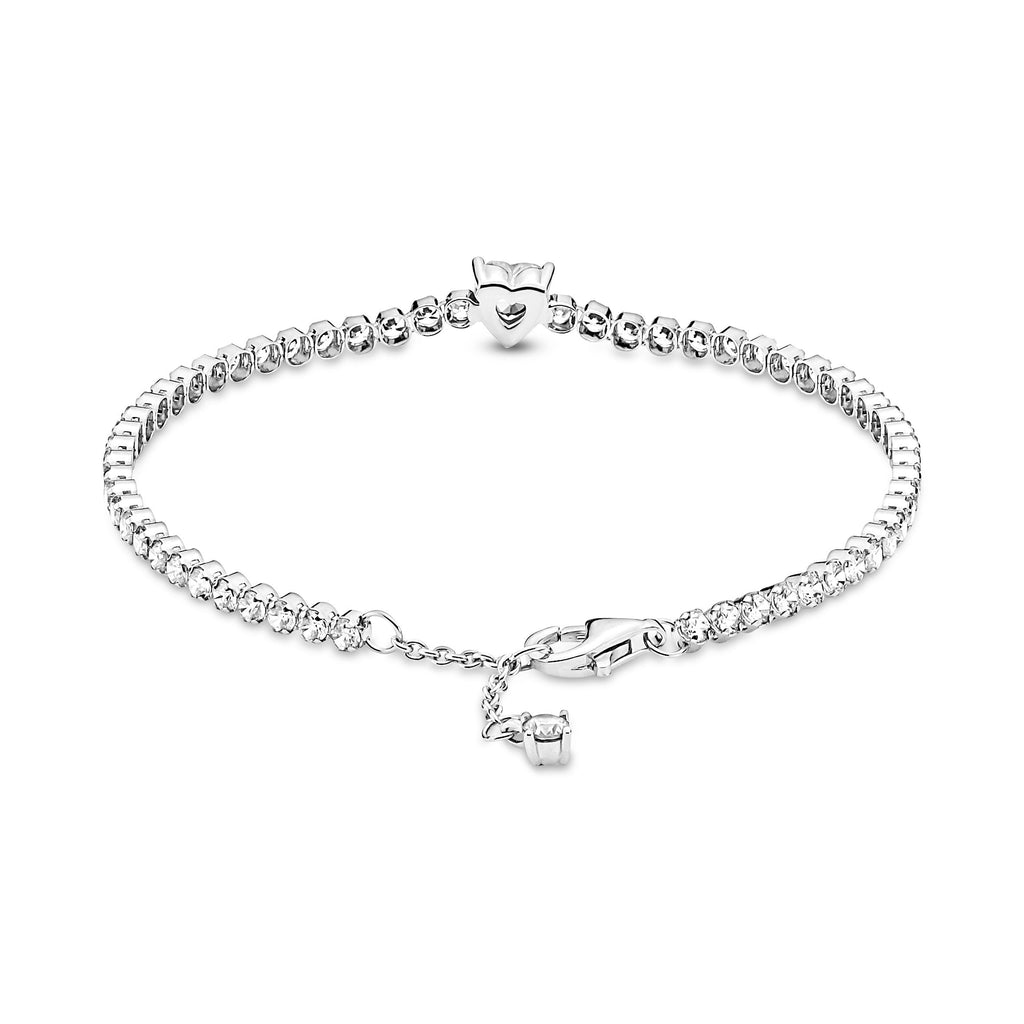 PANDORA Sparkling Heart Tennis Bracelet Cubic Zirconia Weddings Bracelets Chain Bracelet Jewelry Gift