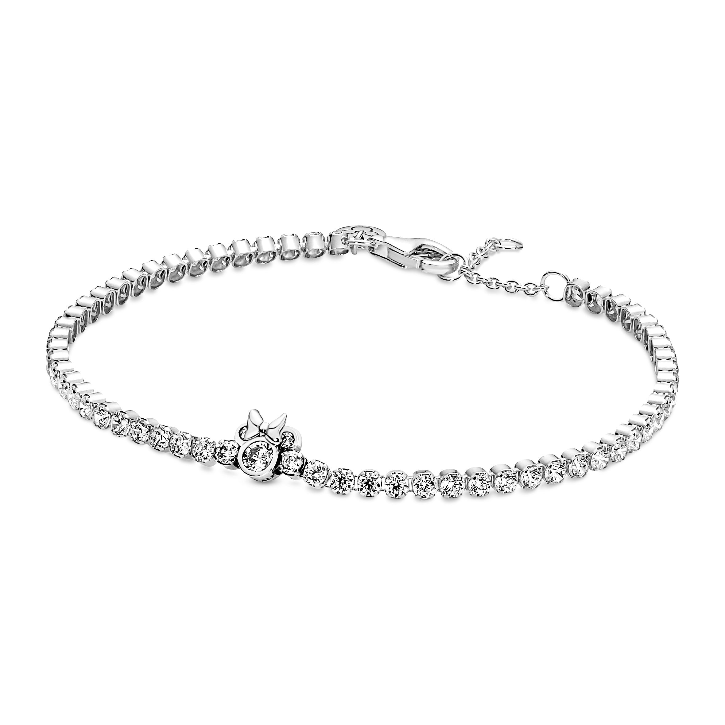 PANDORA Disney Minnie Mouse Tennis Bracelet Cubic Zirconia Silver Bracelets Chain Bracelet Jewelry Gift