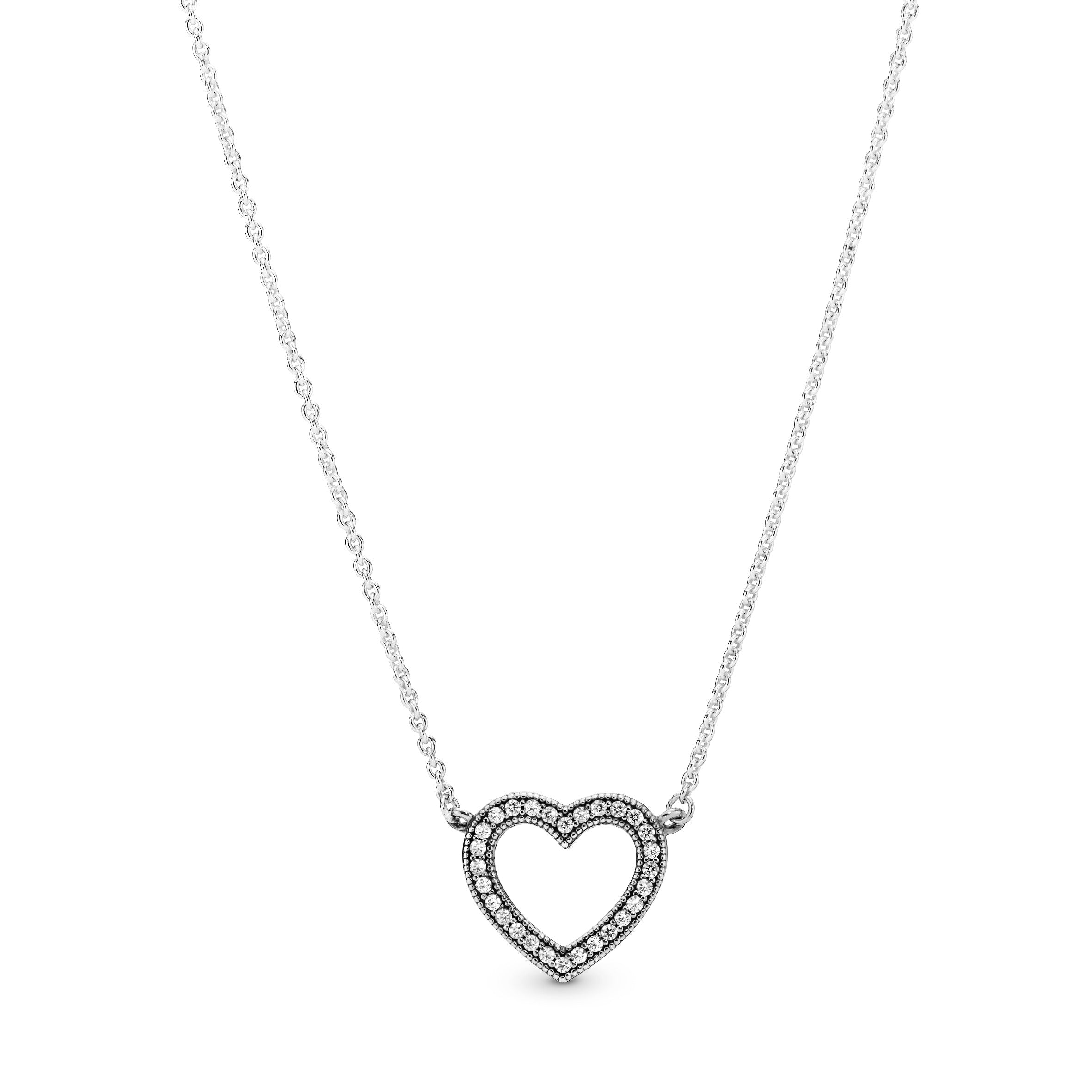 PANDORA Sparkling Open Heart Necklace Cubic Zirconia Silver Necklaces And Pendants Pendant Necklace Jewelry Gift