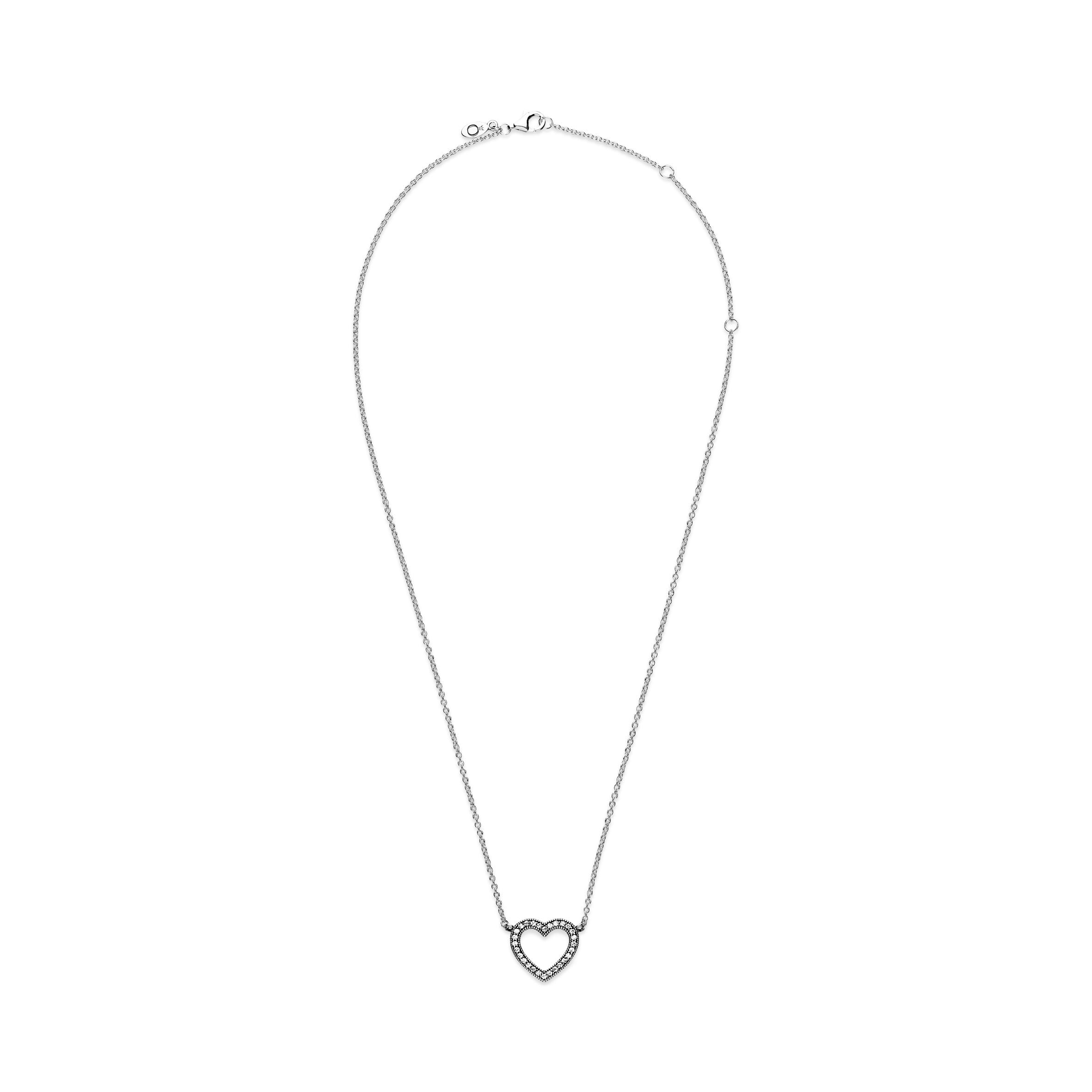 PANDORA Sparkling Open Heart Necklace Cubic Zirconia Silver Necklaces And Pendants Pendant Necklace Jewelry Gift