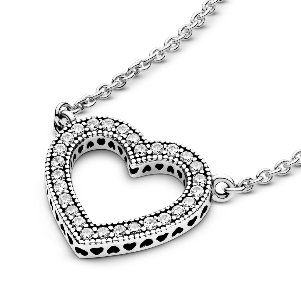 PANDORA Sparkling Open Heart Necklace Cubic Zirconia Silver Necklaces And Pendants Pendant Necklace Jewelry Gift