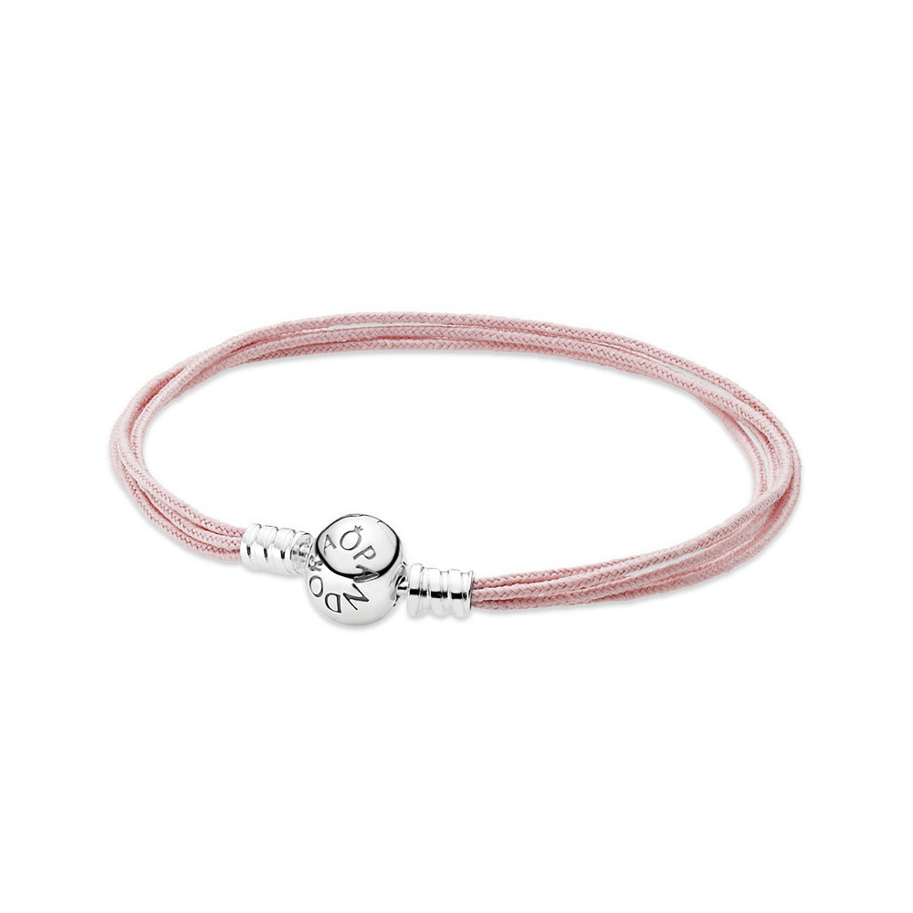 PANDORA Pink Multi-Strand Bracelet Sterling Silver Bracelets Chain Bracelet Jewelry Gift